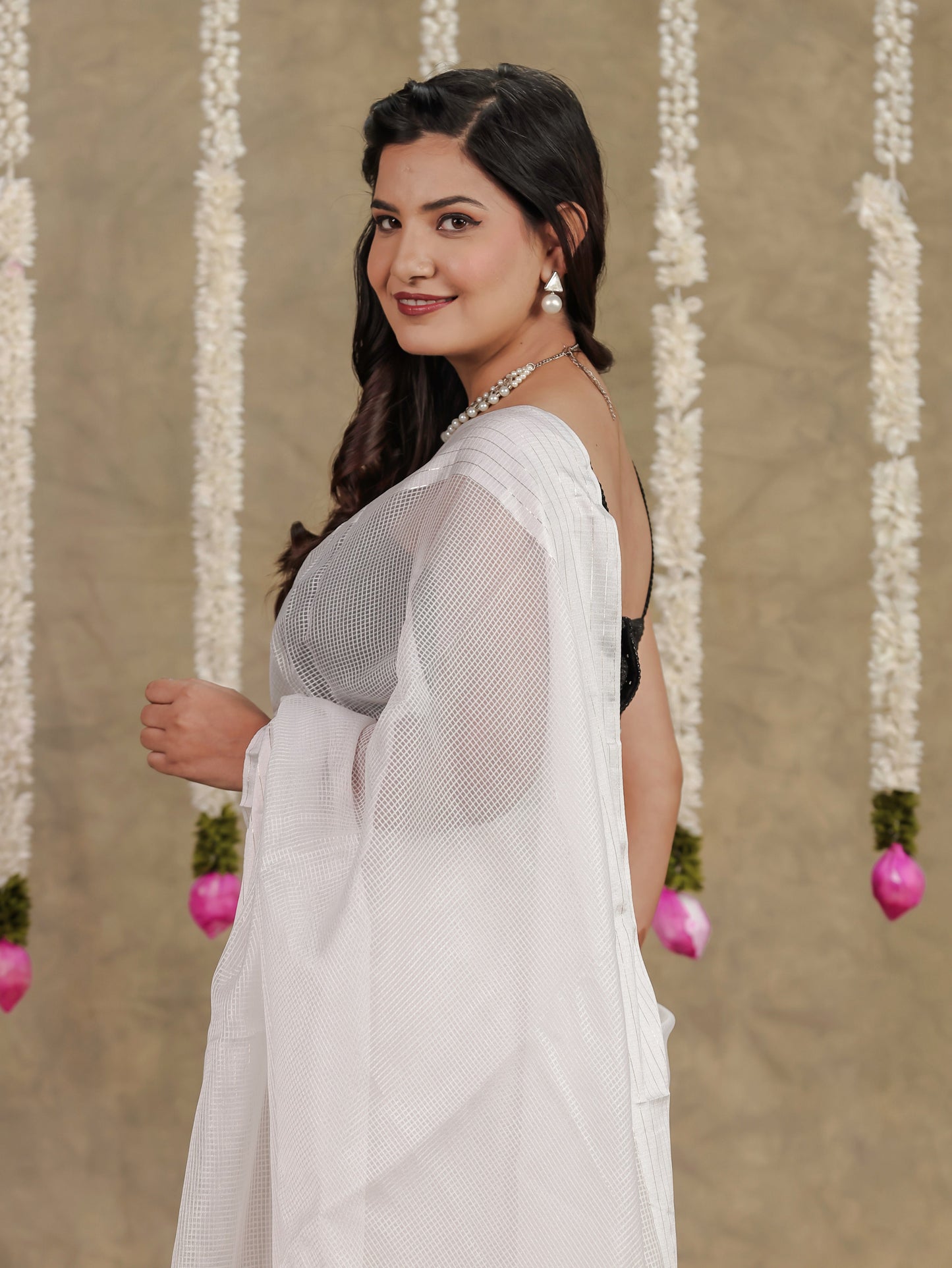 Kota Doria Off White Saree