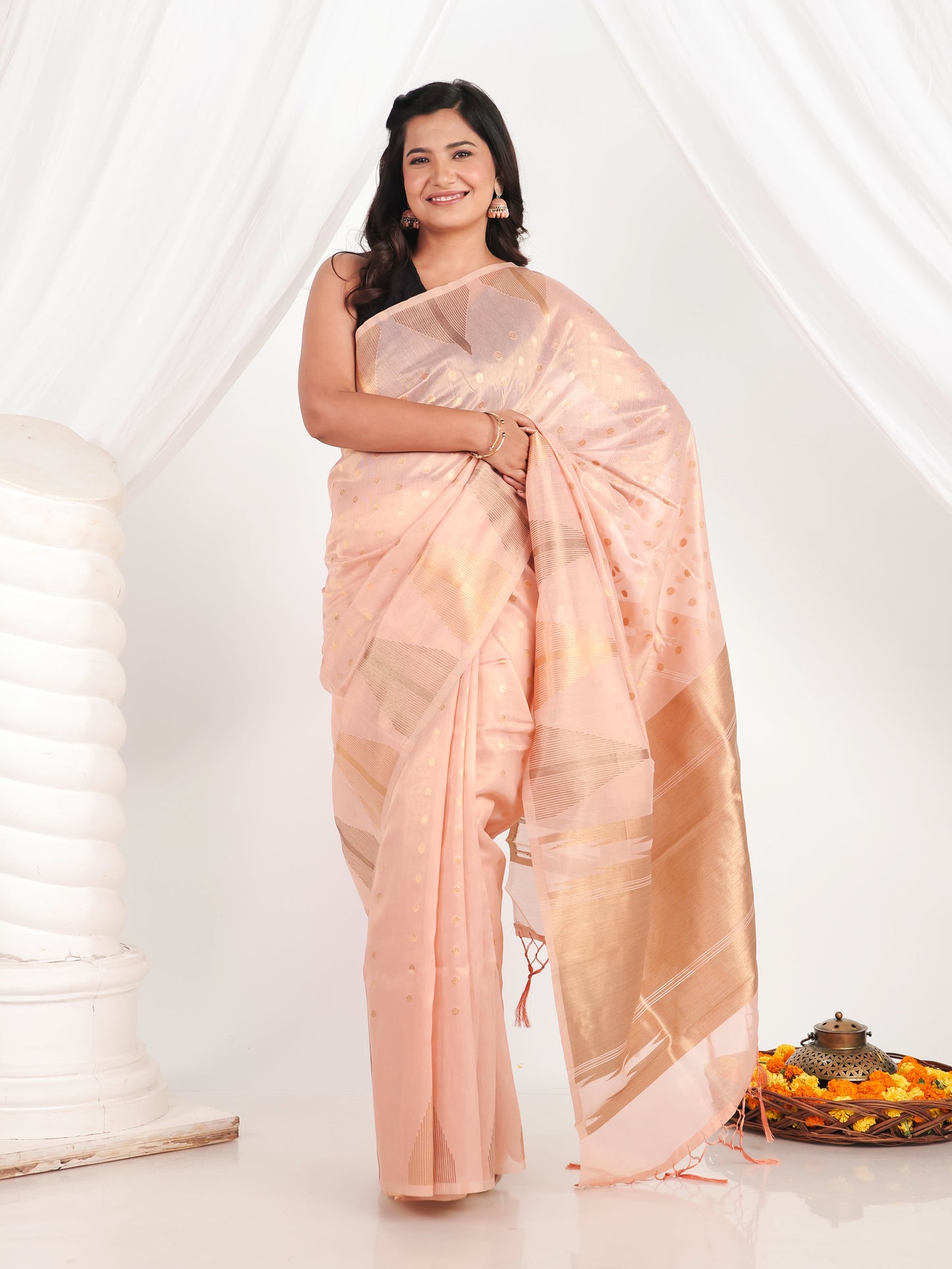 Brocade Peach Saree