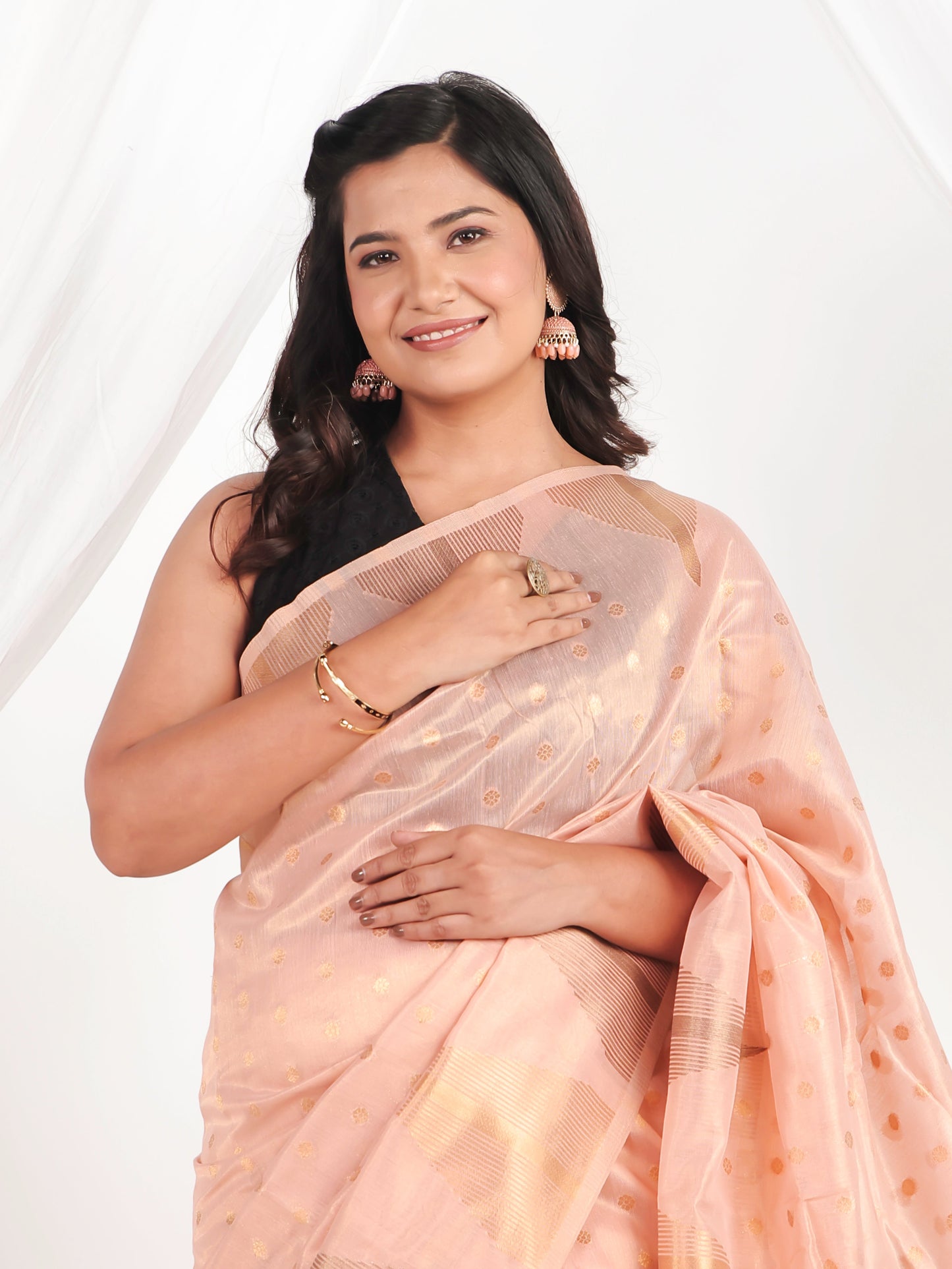 Brocade Peach Saree