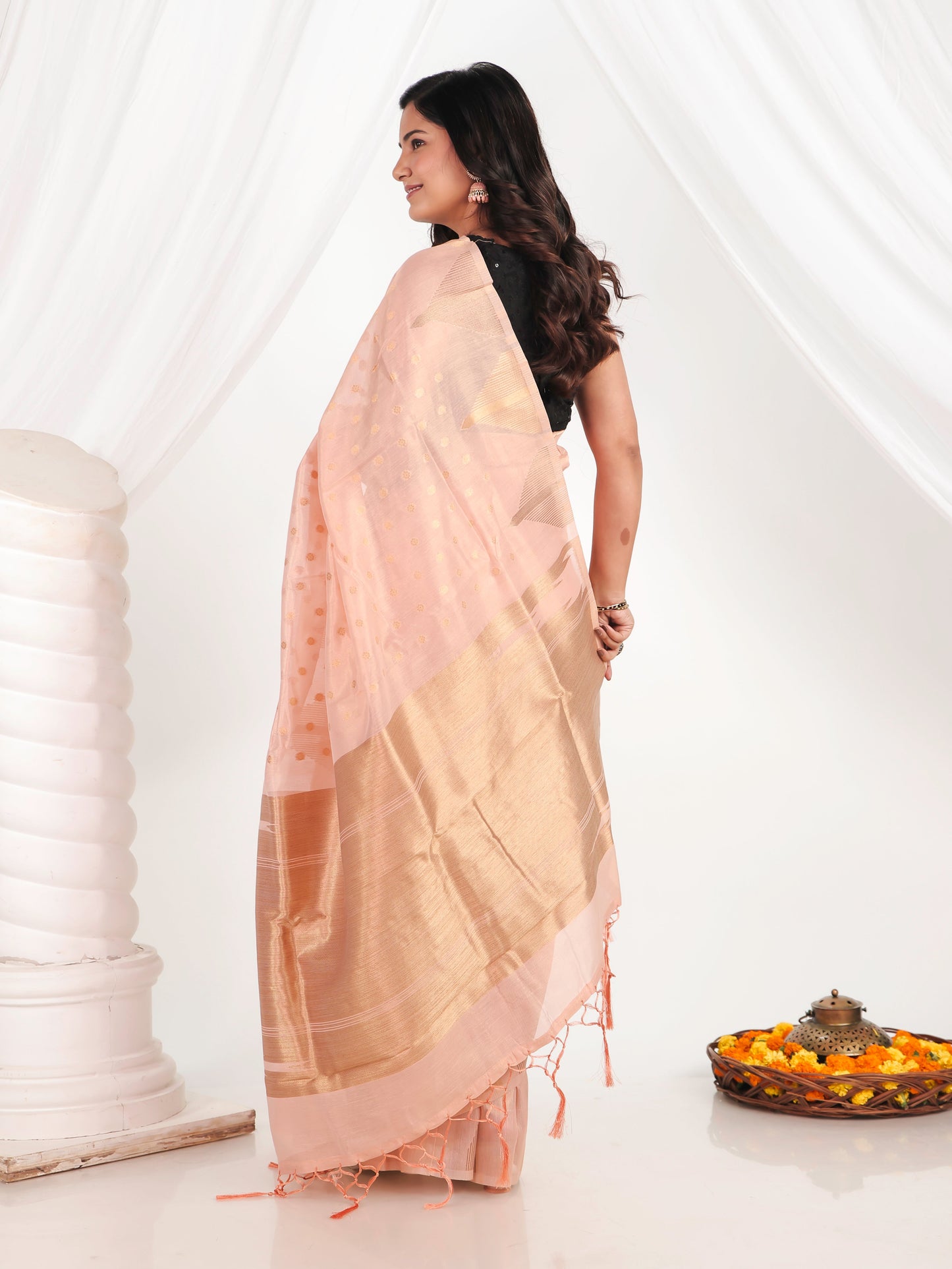 Brocade Peach Saree