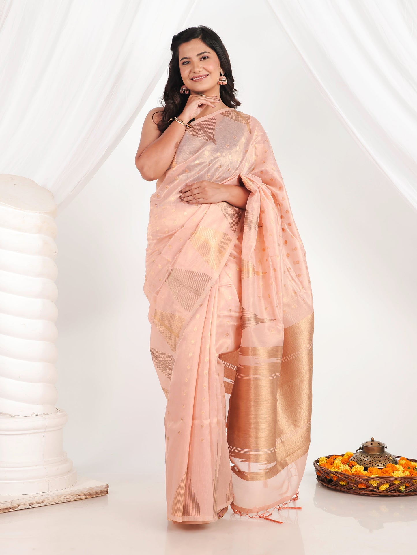 Brocade Peach Saree