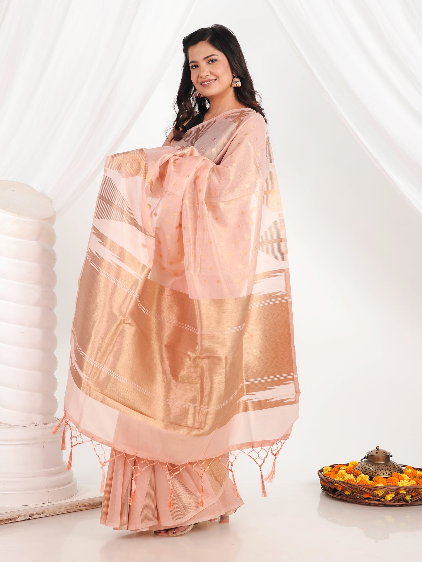 Brocade Peach Saree