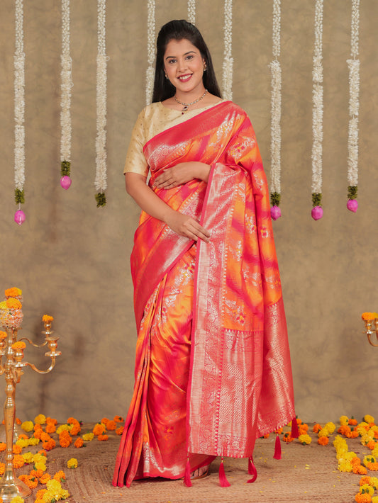 Banarasi Silk Woven Design Red Saree