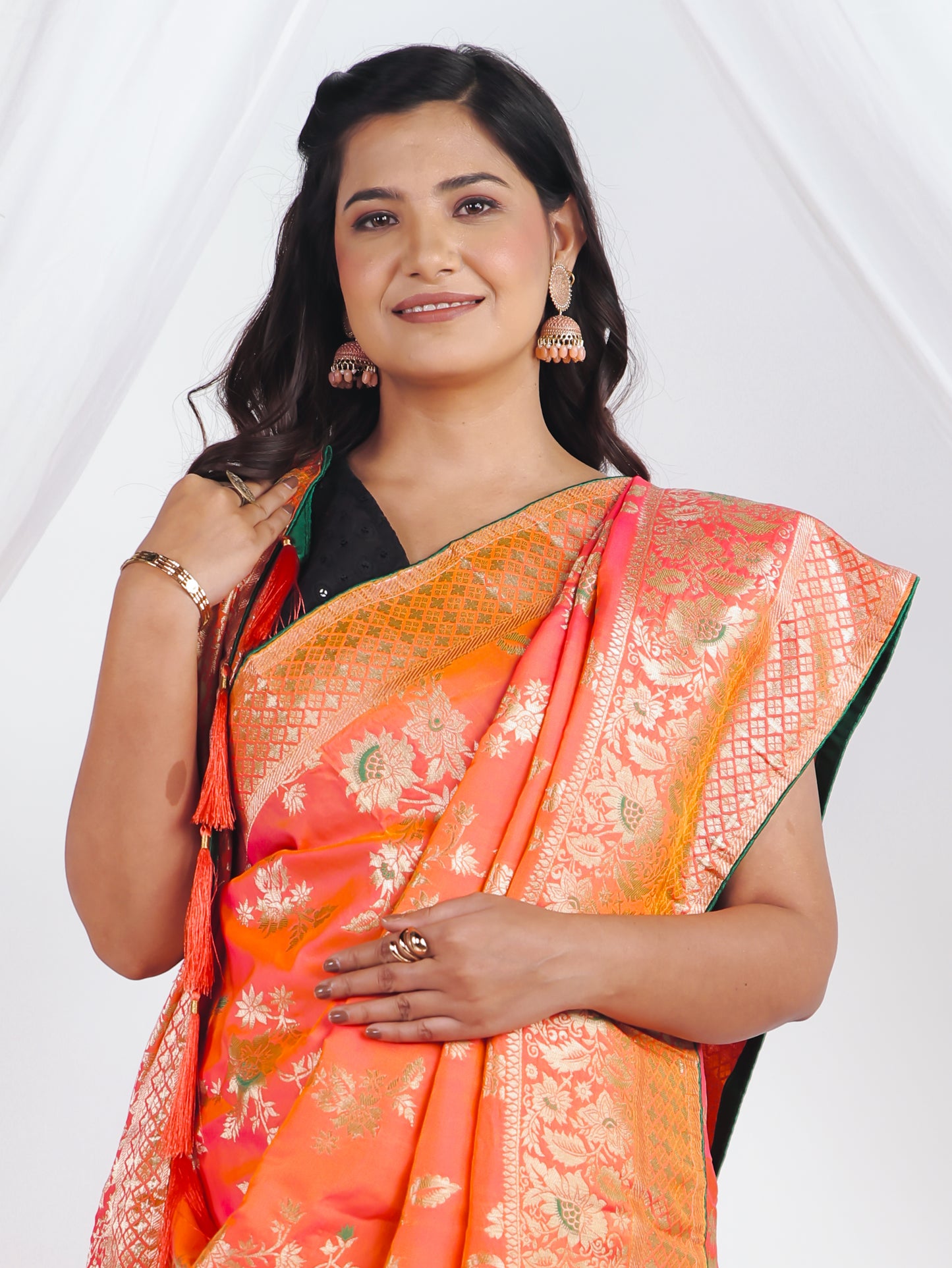 Brocade Orange Saree