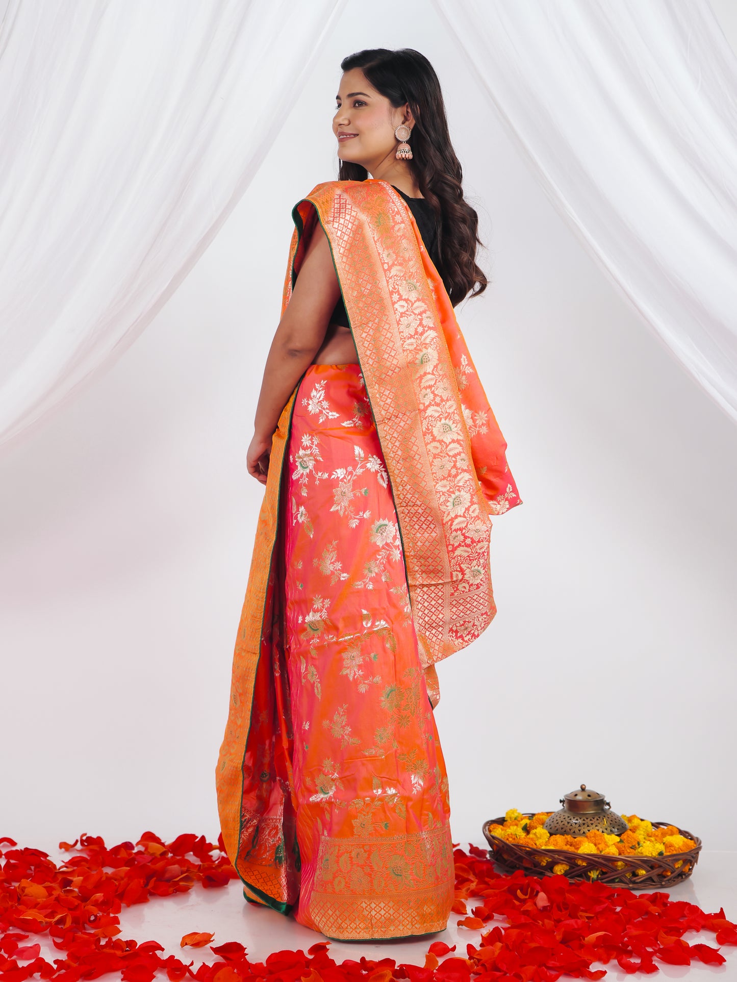 Brocade Orange Saree