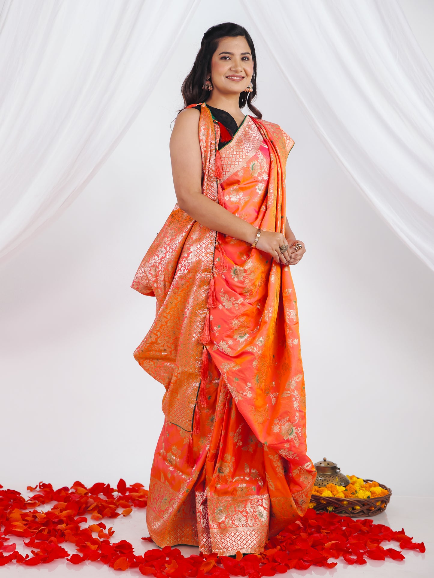 Brocade Orange Saree
