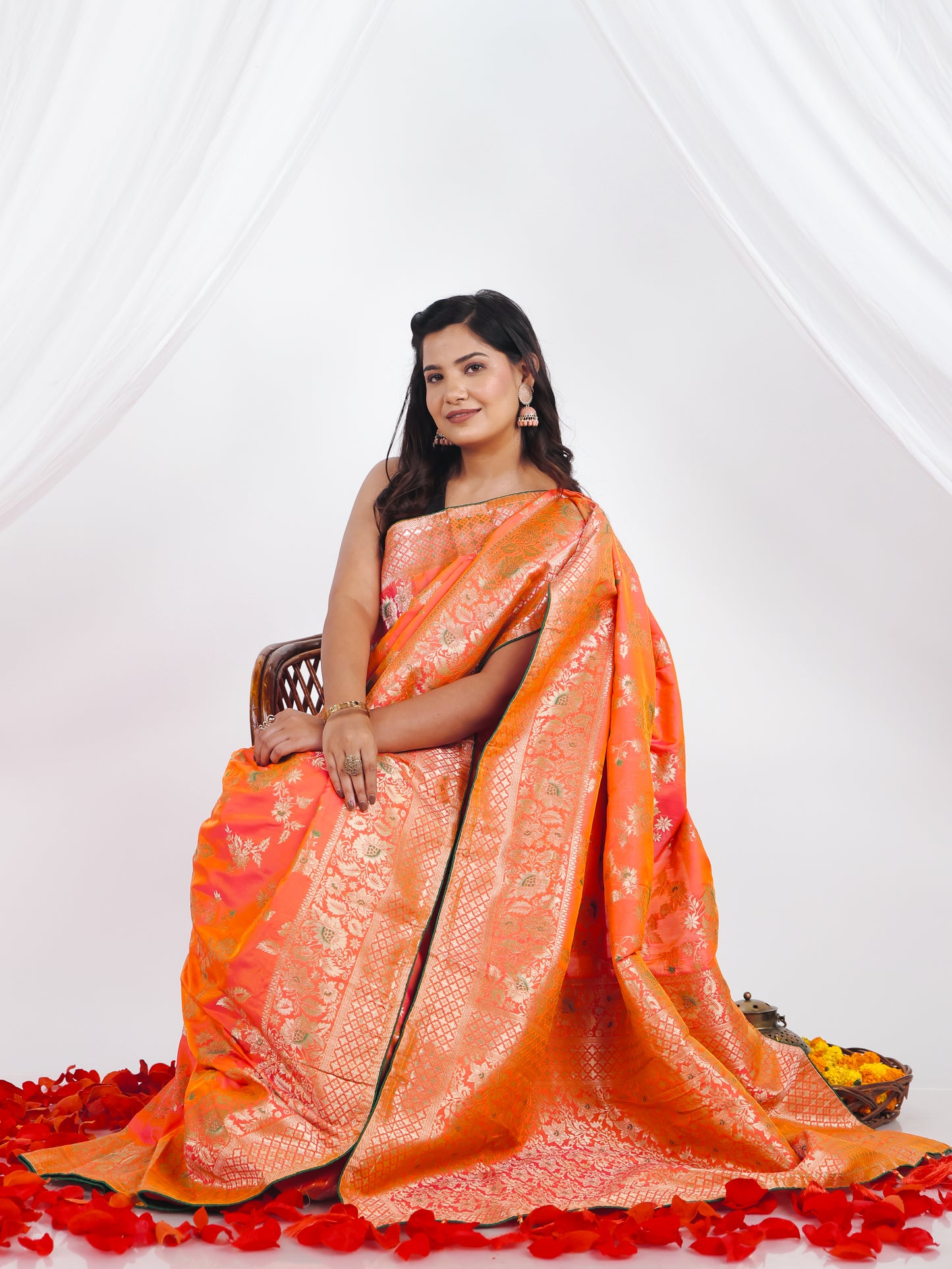 Brocade Orange Saree