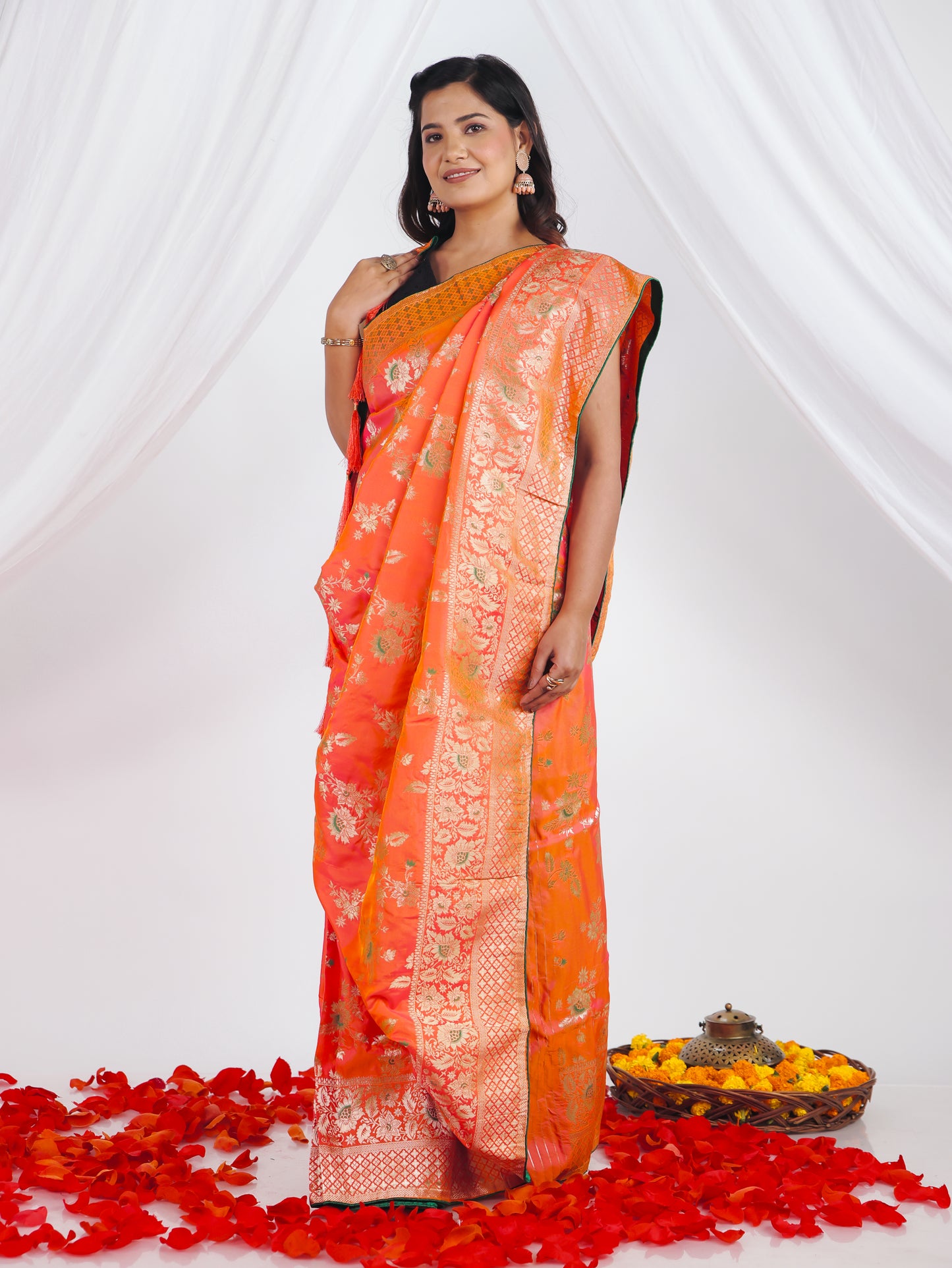 Brocade Orange Saree