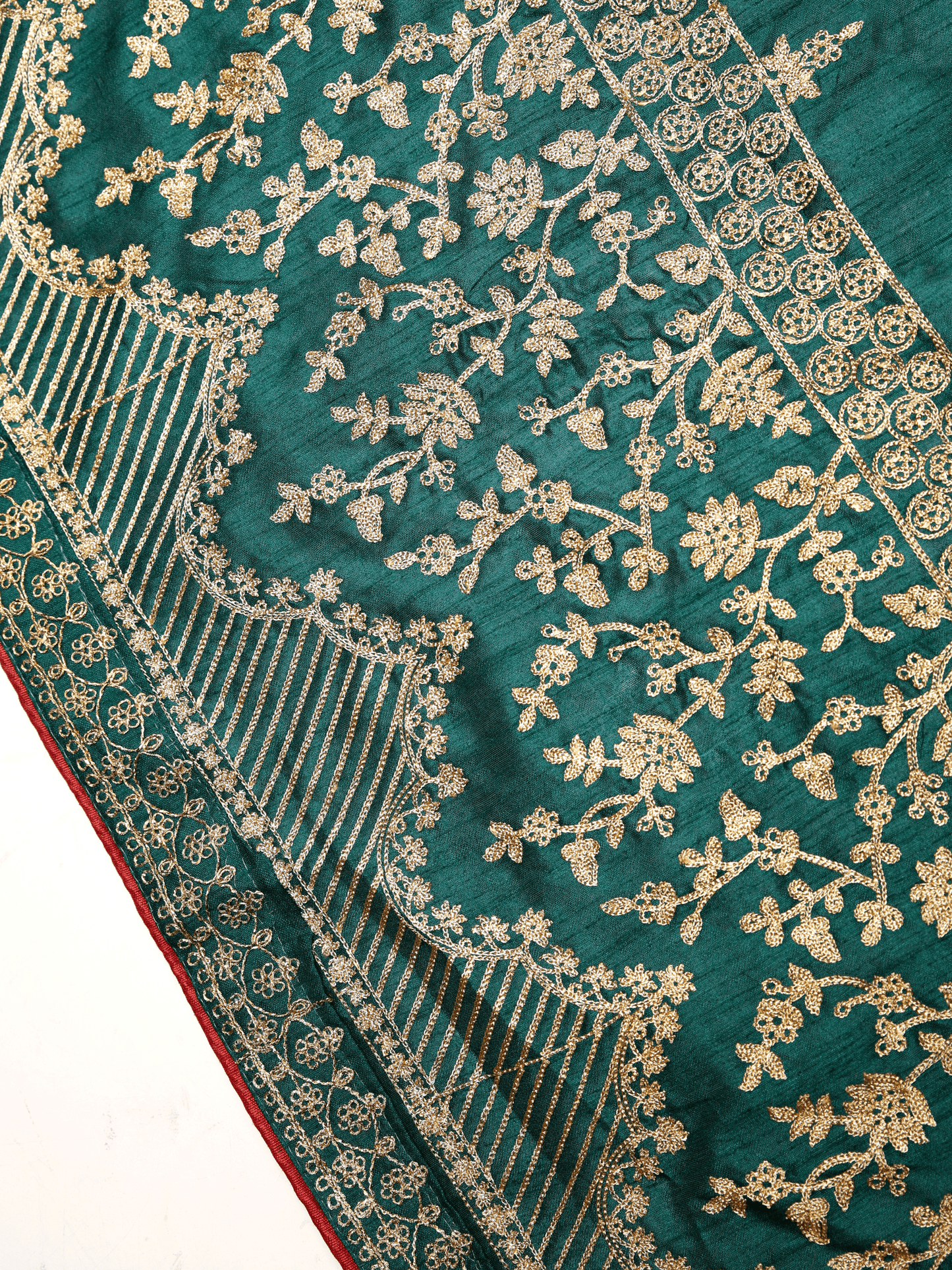 Embroidered Silk Crepe Solid Red Saree
