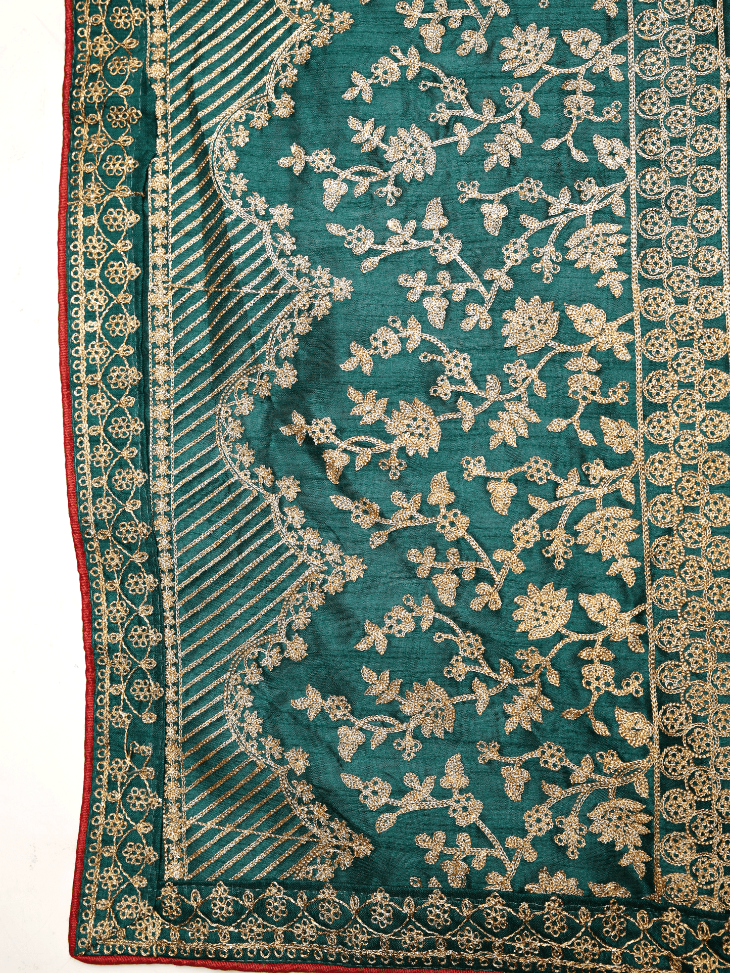 Embroidered Silk Crepe Solid Red Saree