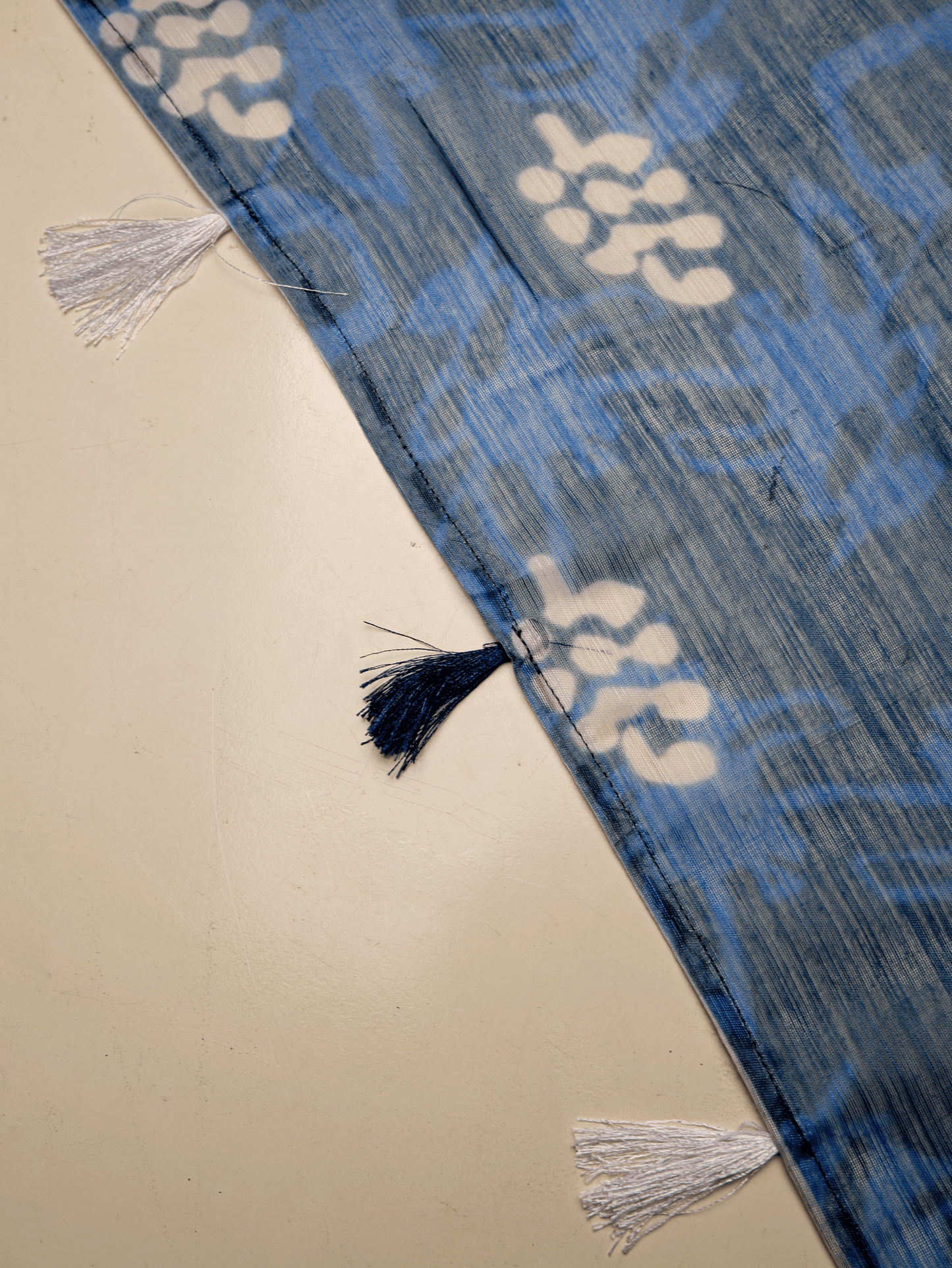 Silk Blend Batik Blue Saree
