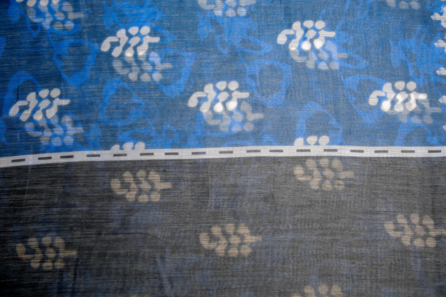 Silk Blend Batik Blue Saree
