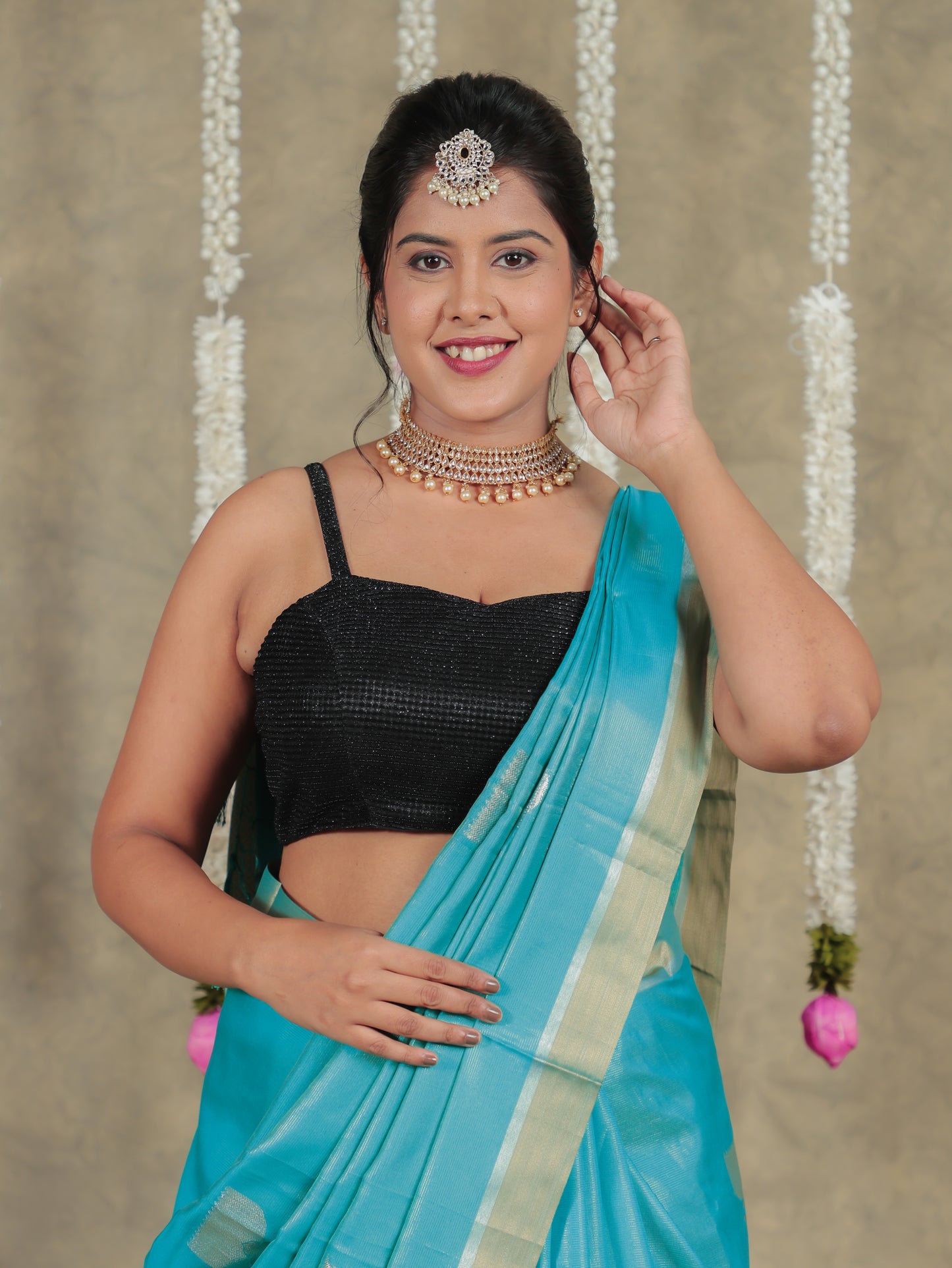 Brocade Sea Green Saree
