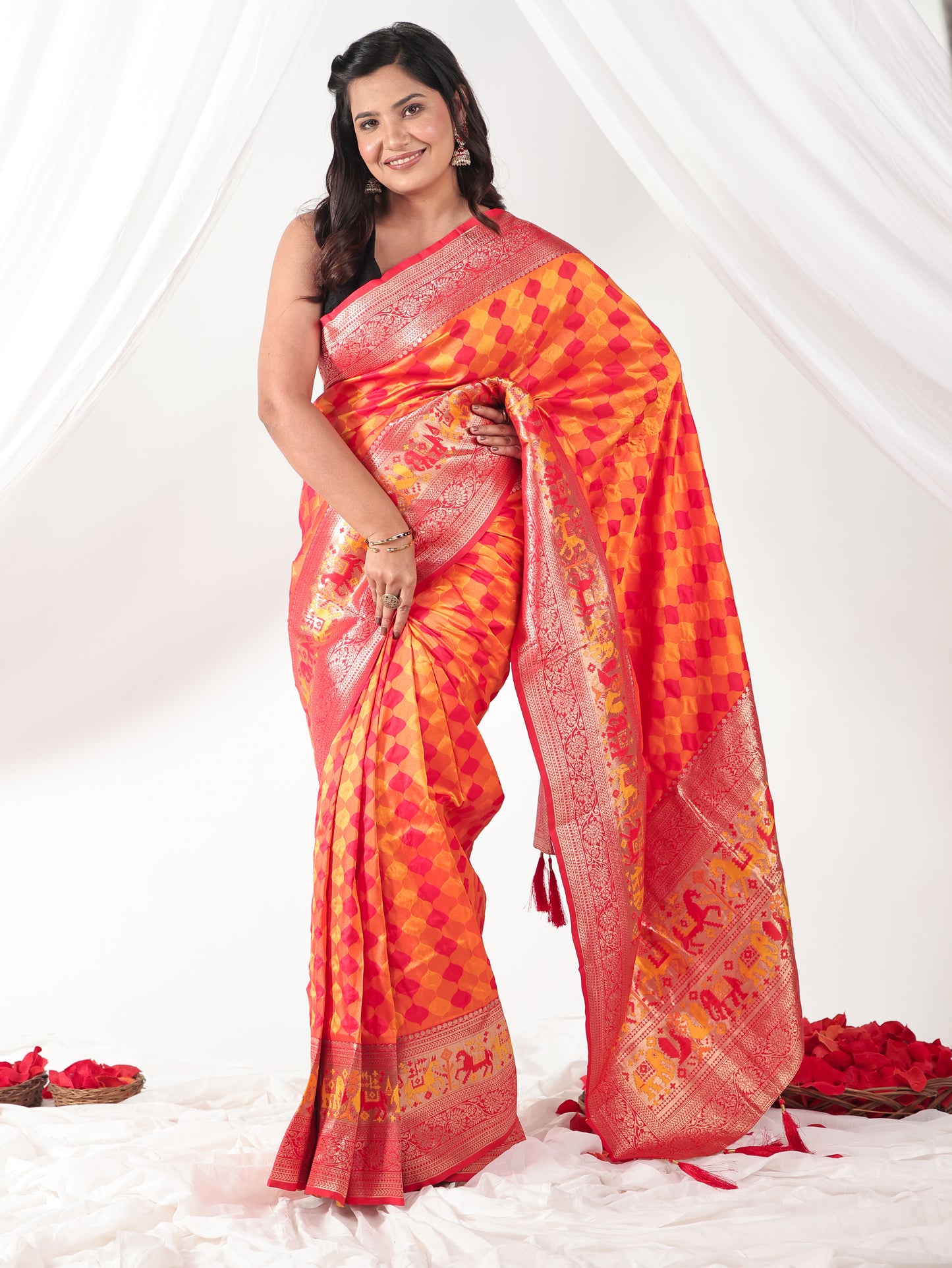 Brocade Orange Saree