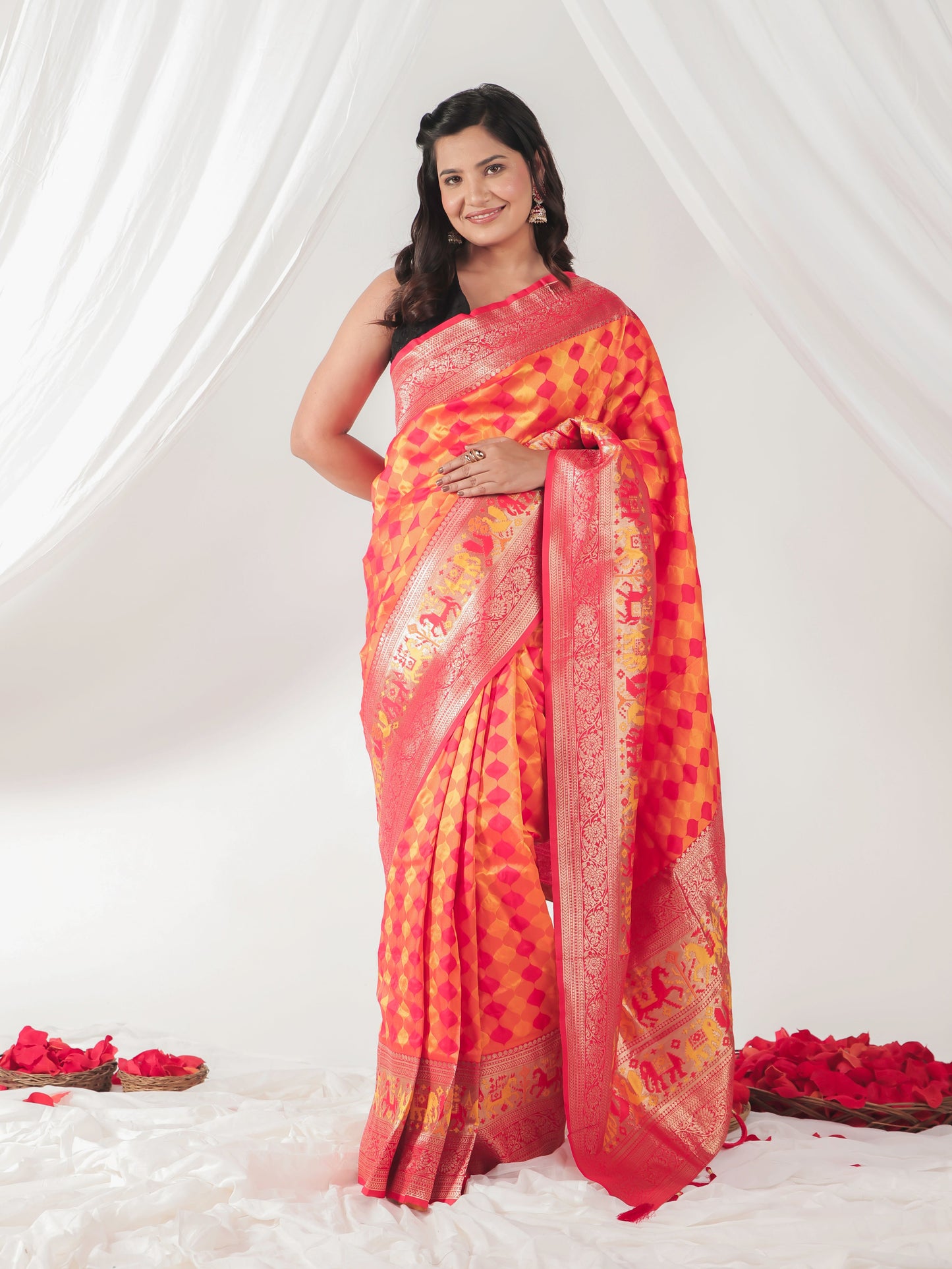 Brocade Orange Saree