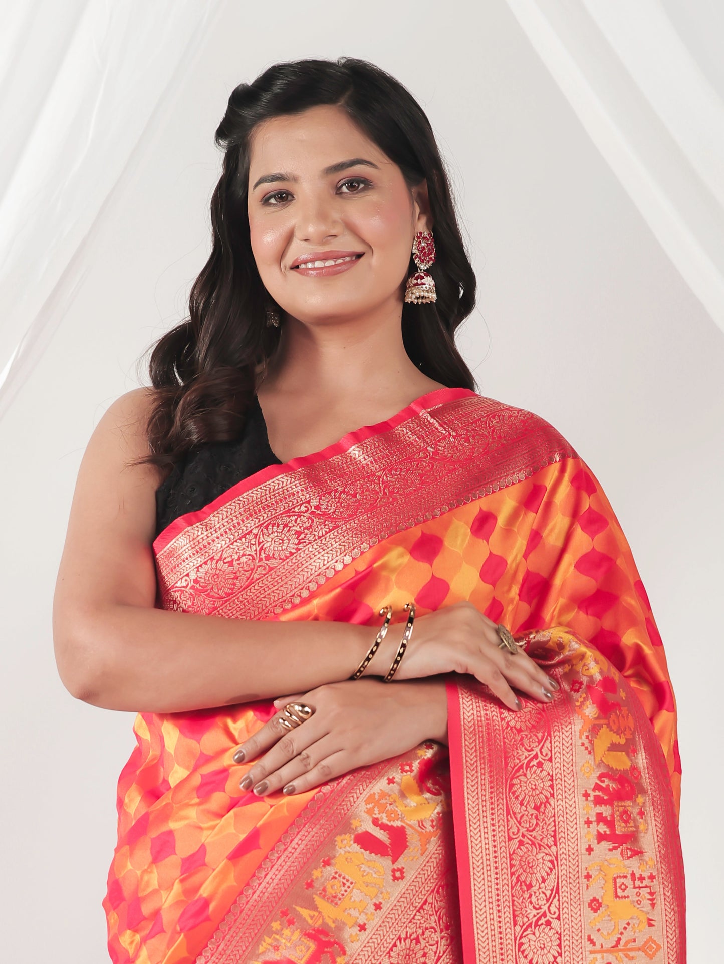 Brocade Orange Saree