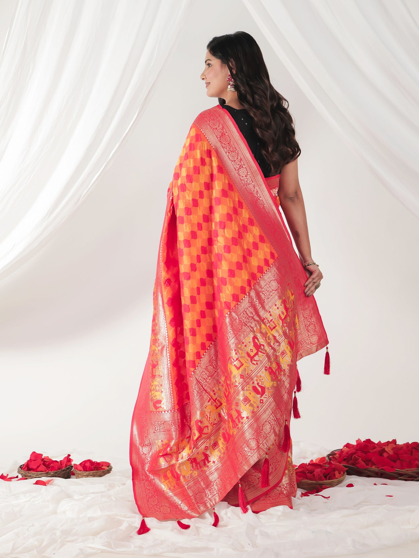 Brocade Orange Saree