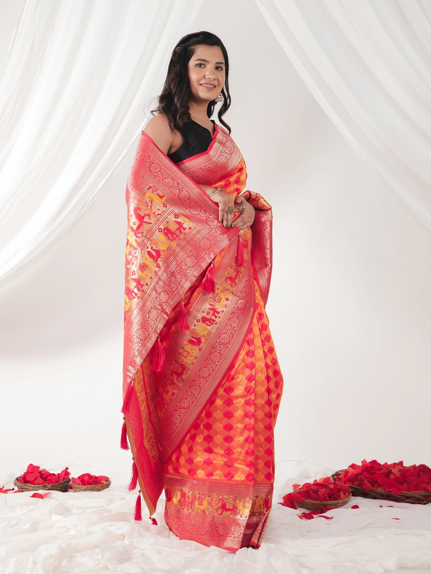 Brocade Orange Saree