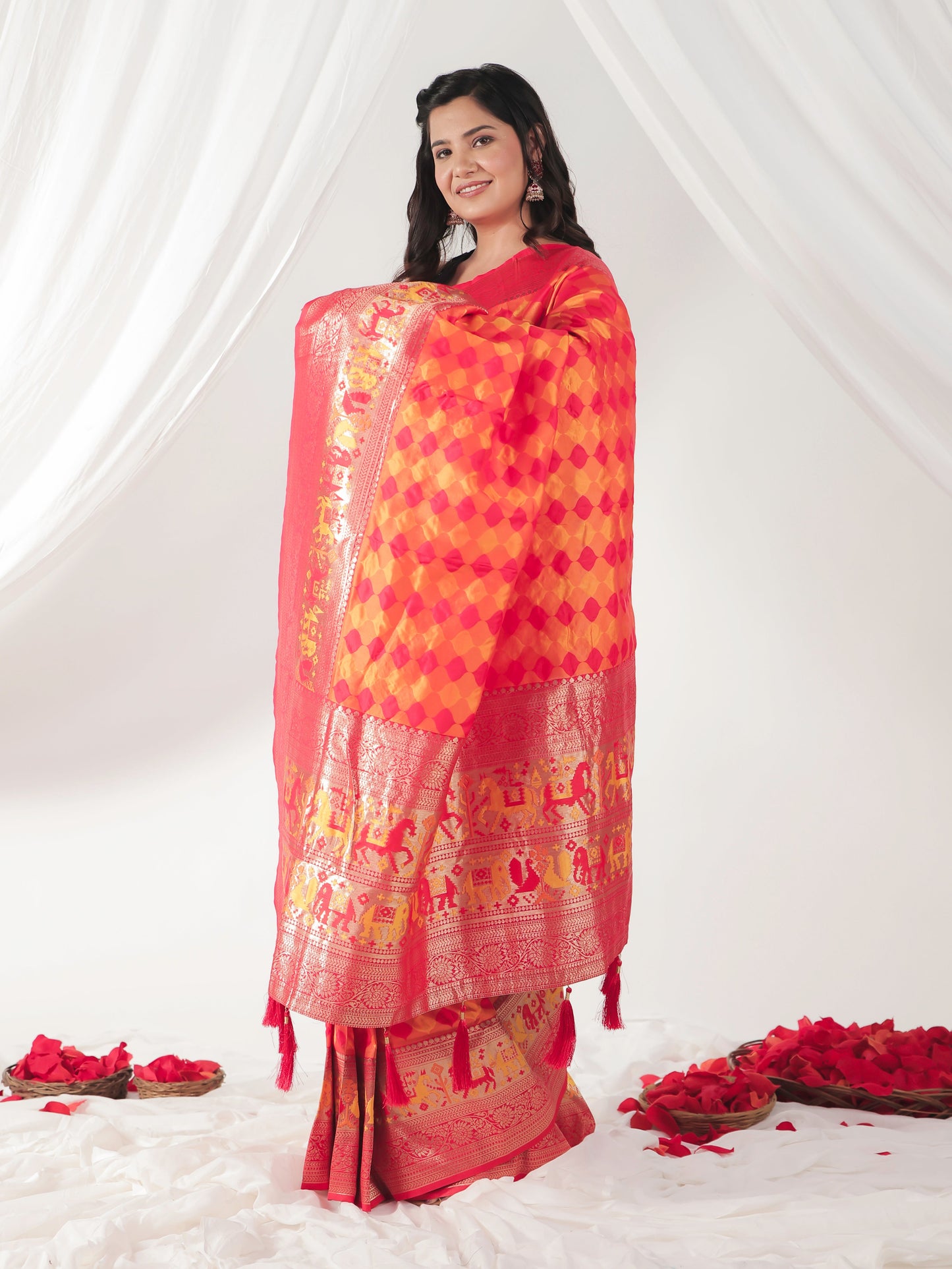 Brocade Orange Saree