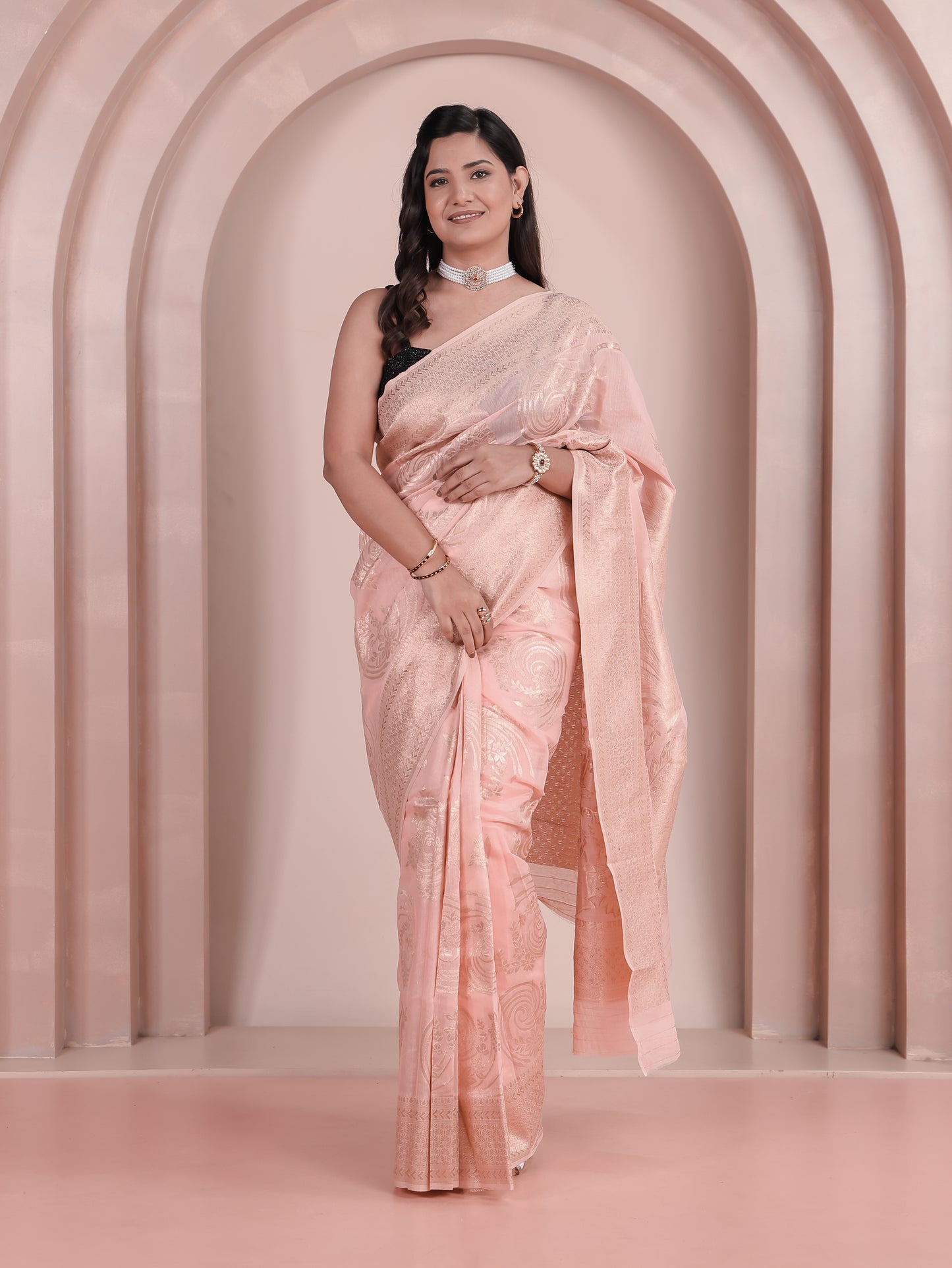 Brocade Peach Saree