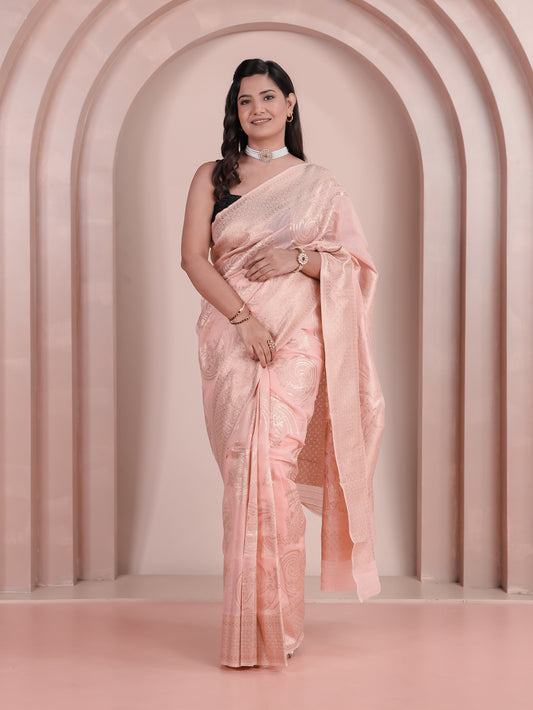 Brocade Peach Saree