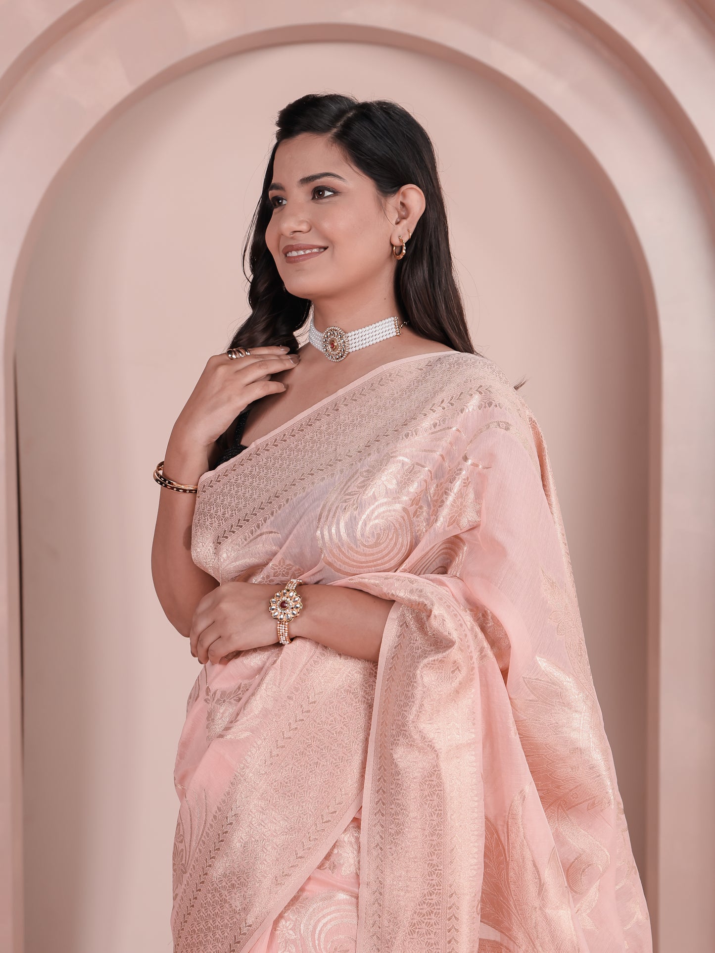 Brocade Peach Saree