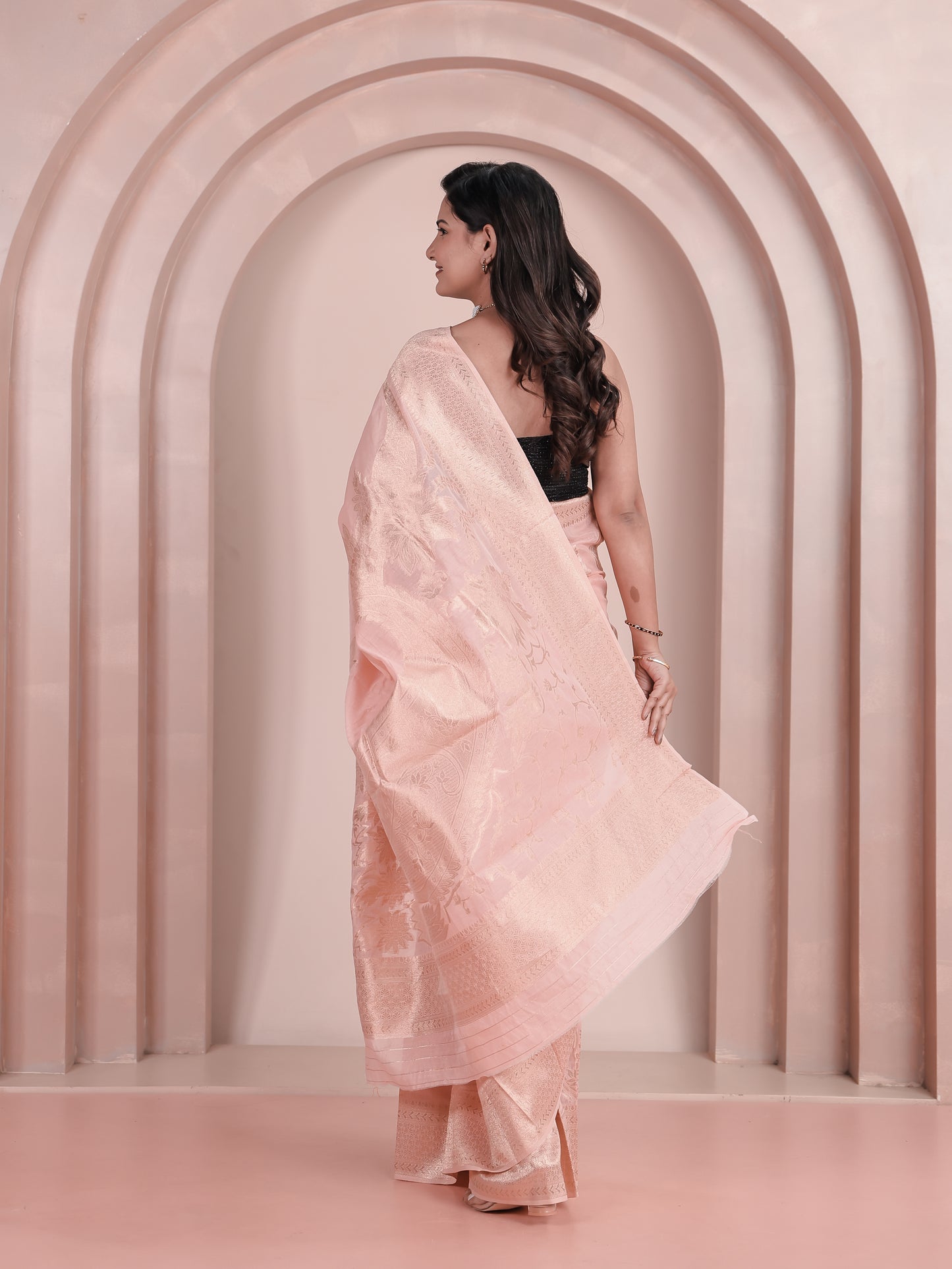 Brocade Peach Saree