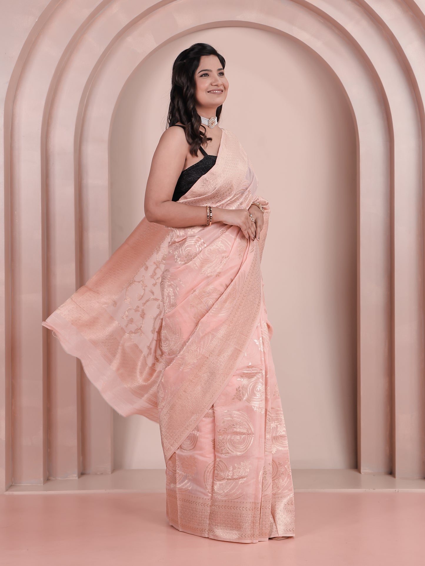 Brocade Peach Saree