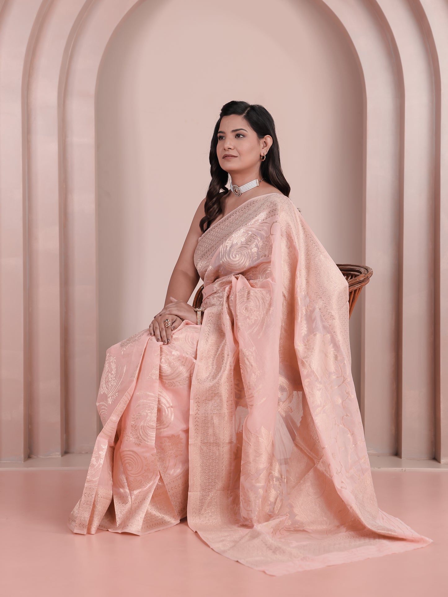 Brocade Peach Saree