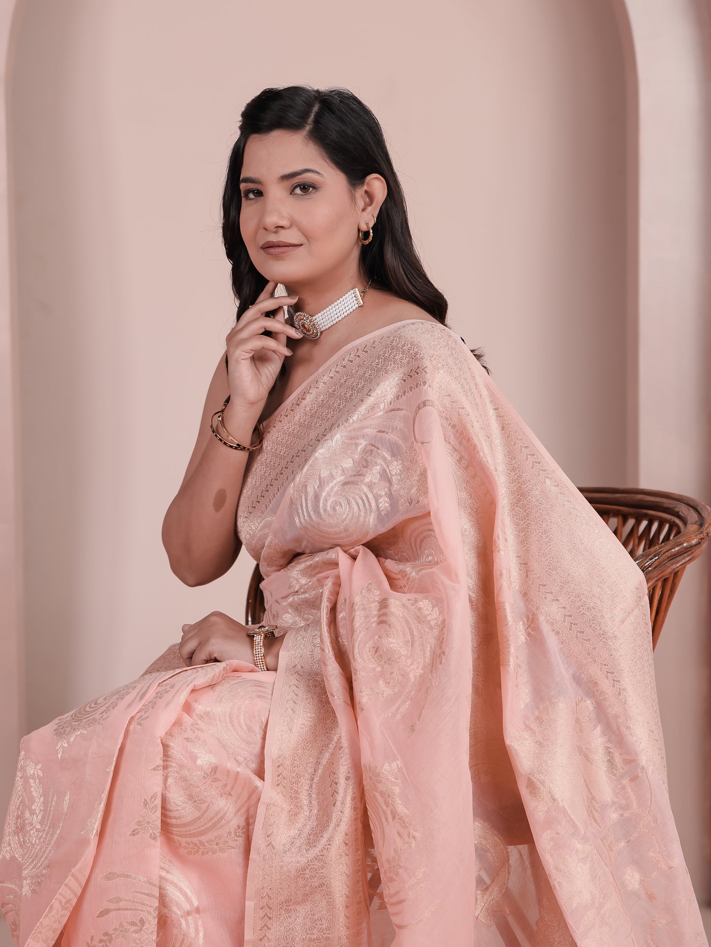 Brocade Peach Saree