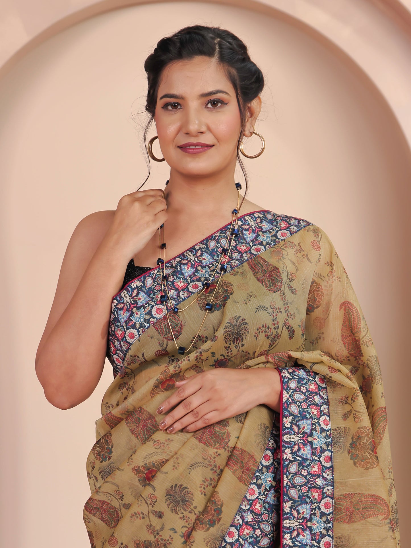 Chanderi Digital Beige Saree