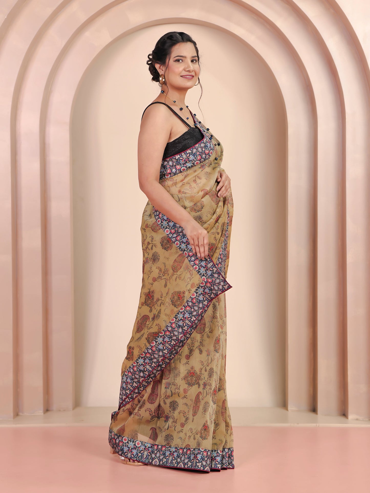 Chanderi Digital Beige Saree