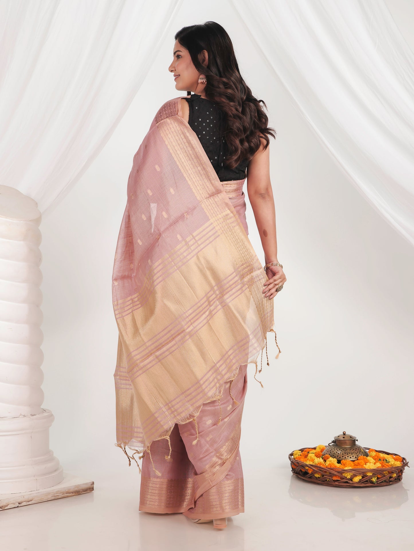 Kota Doria Onion Pink Saree