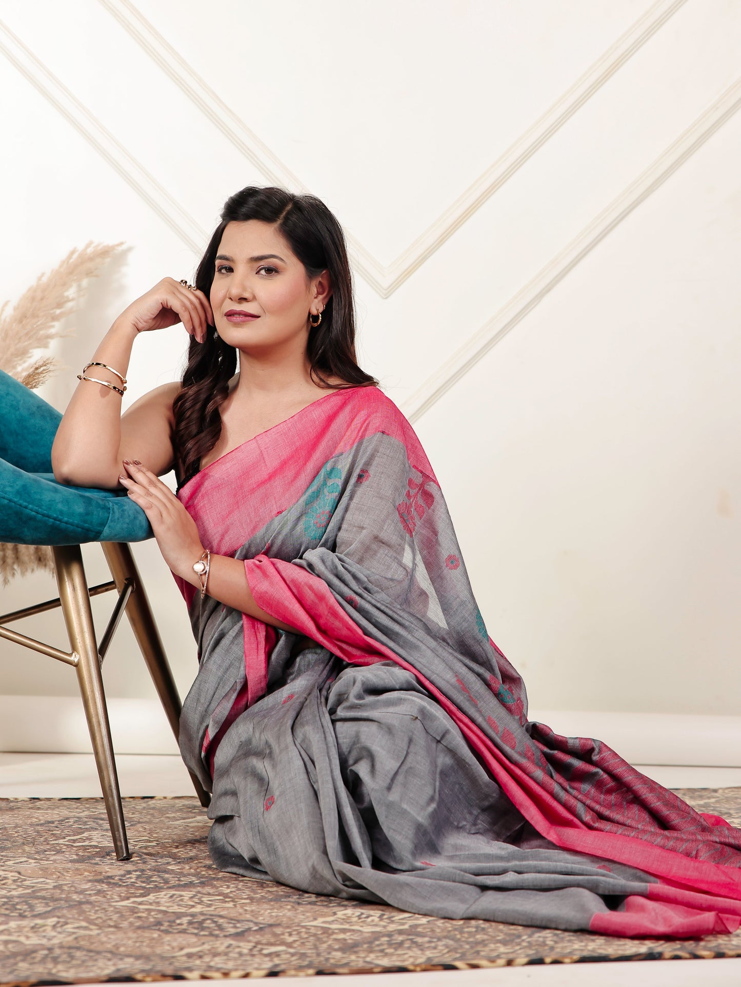 Handloom Cotton Silk Grey Saree