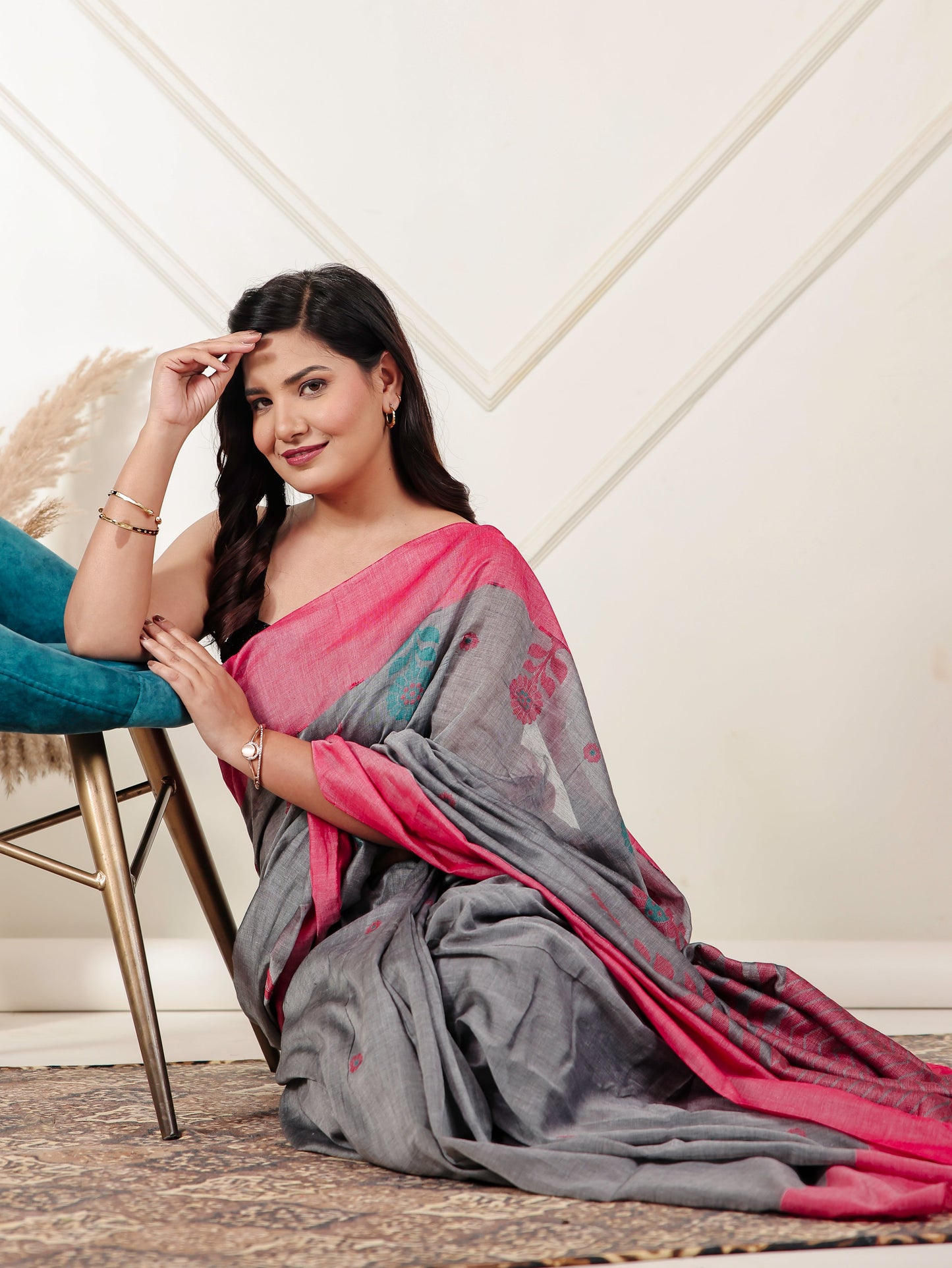 Handloom Cotton Silk Grey Saree