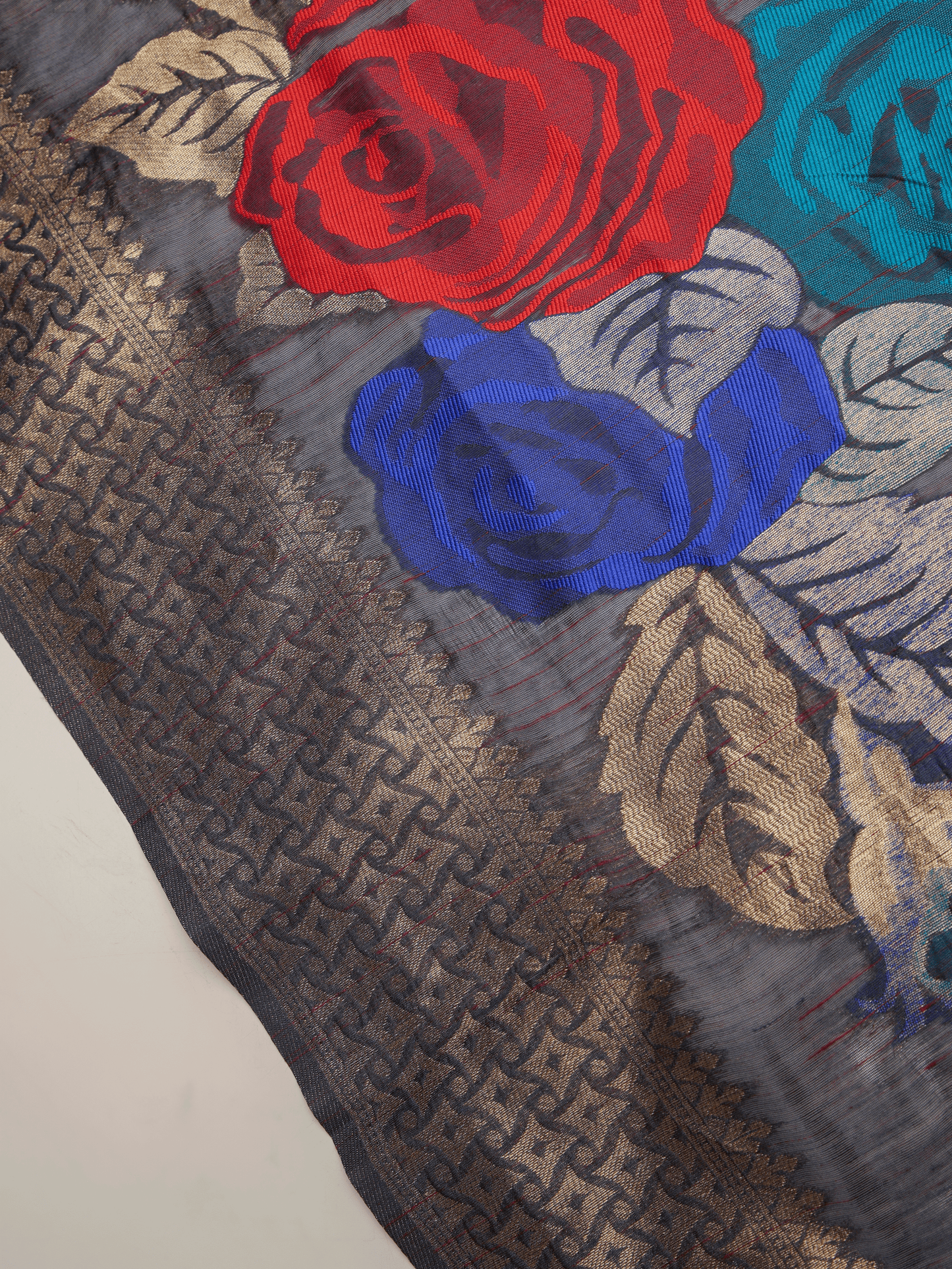Jacquard Silk Dark Grey Saree