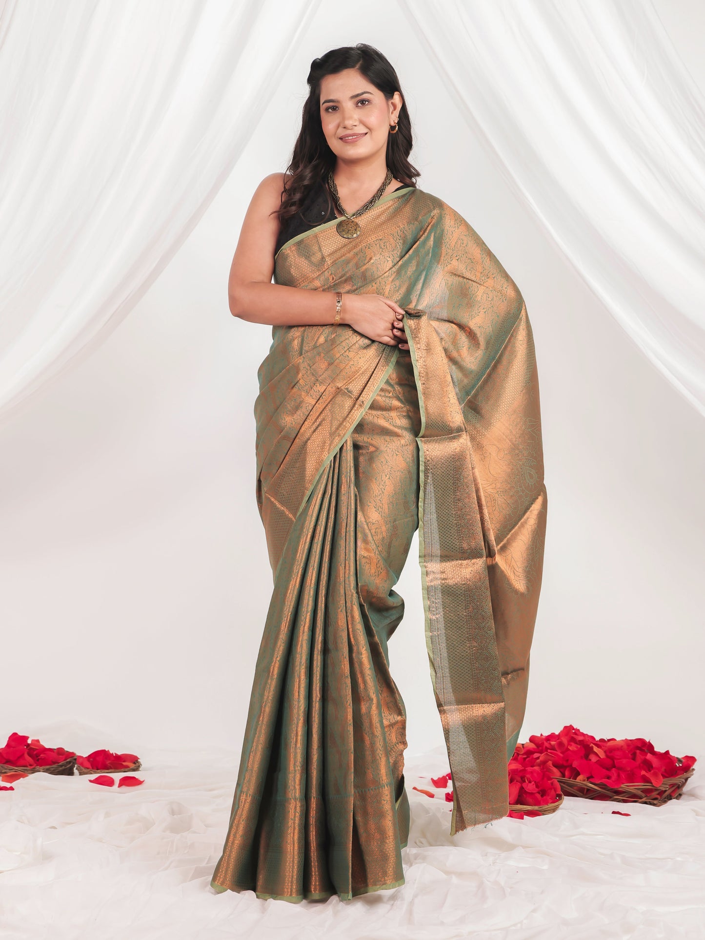 Gold Tissue Gold Saree