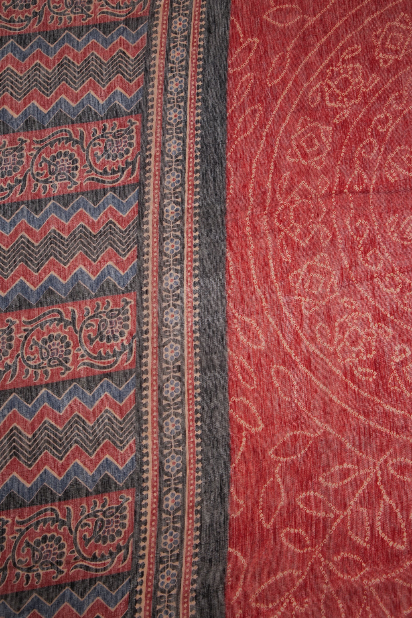 Chanderi Bandhani Maroon Saree