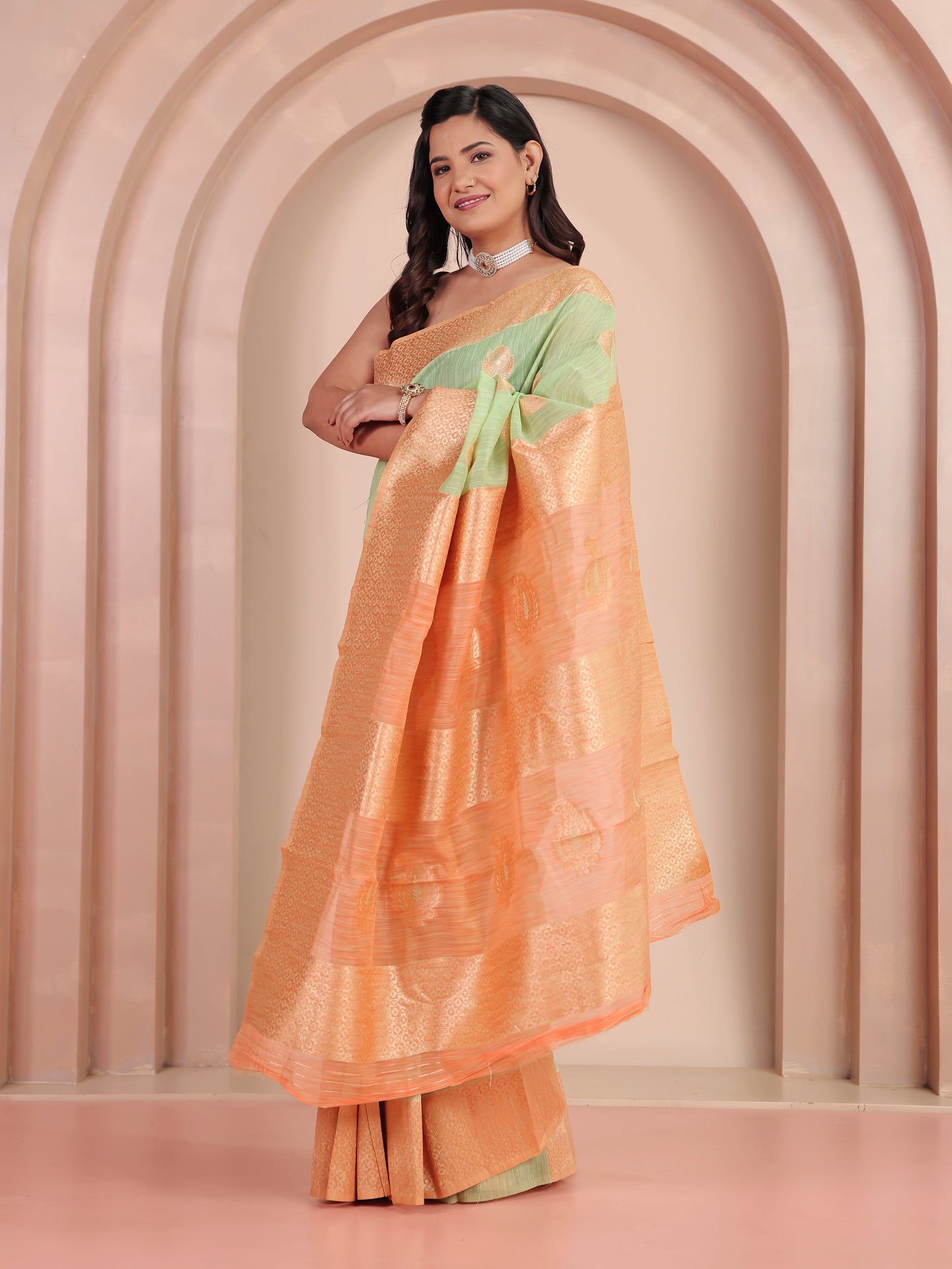 Brocade Green Saree