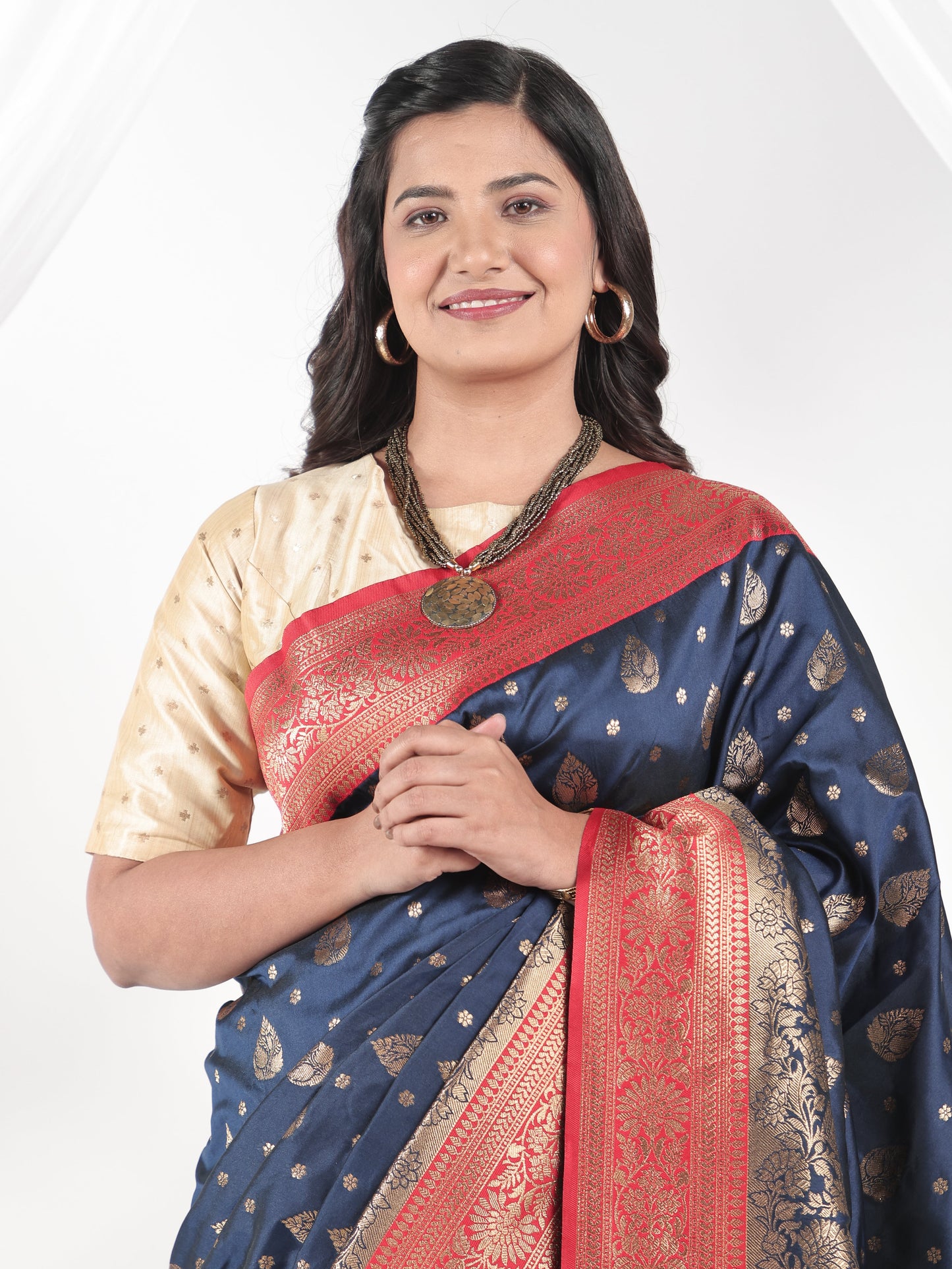 Brocade Navy Blue Saree