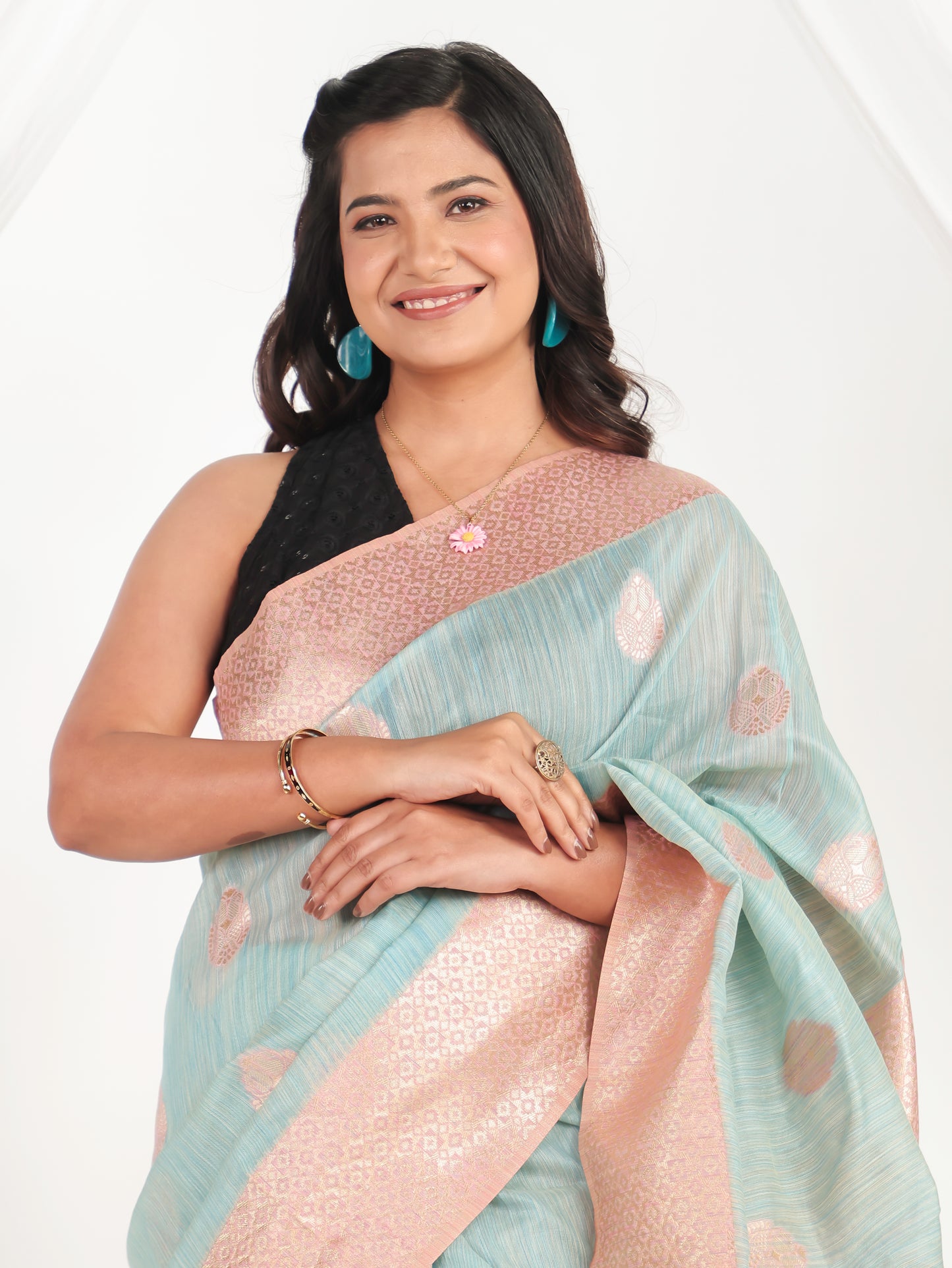 Brocade Turquoise Saree