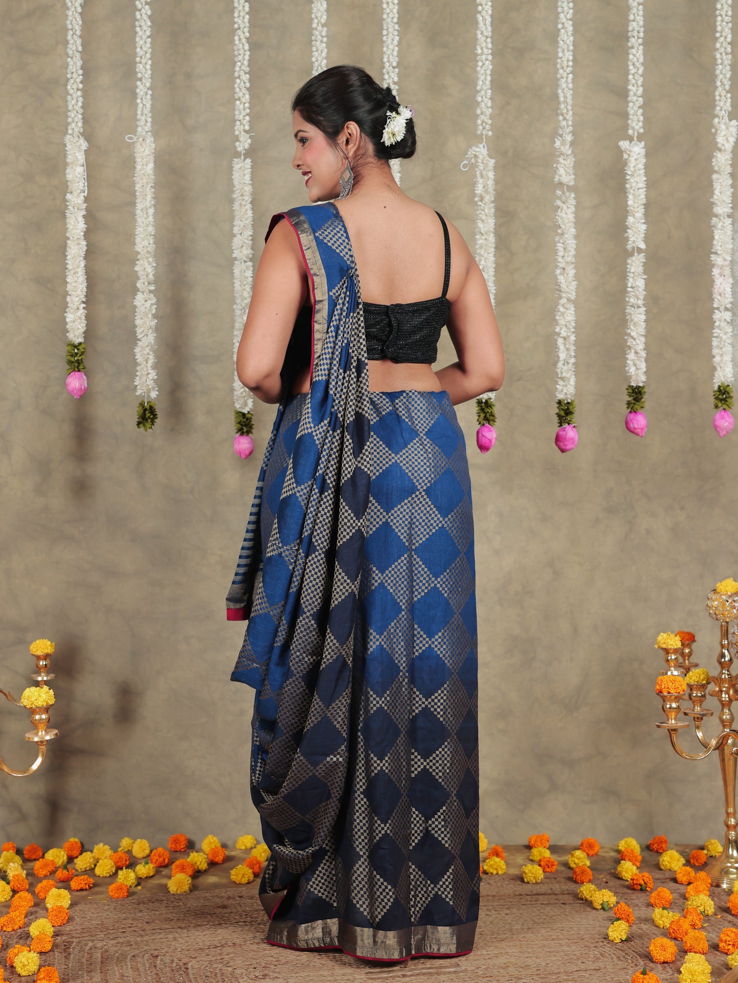 Chanderi Royal Blue Saree