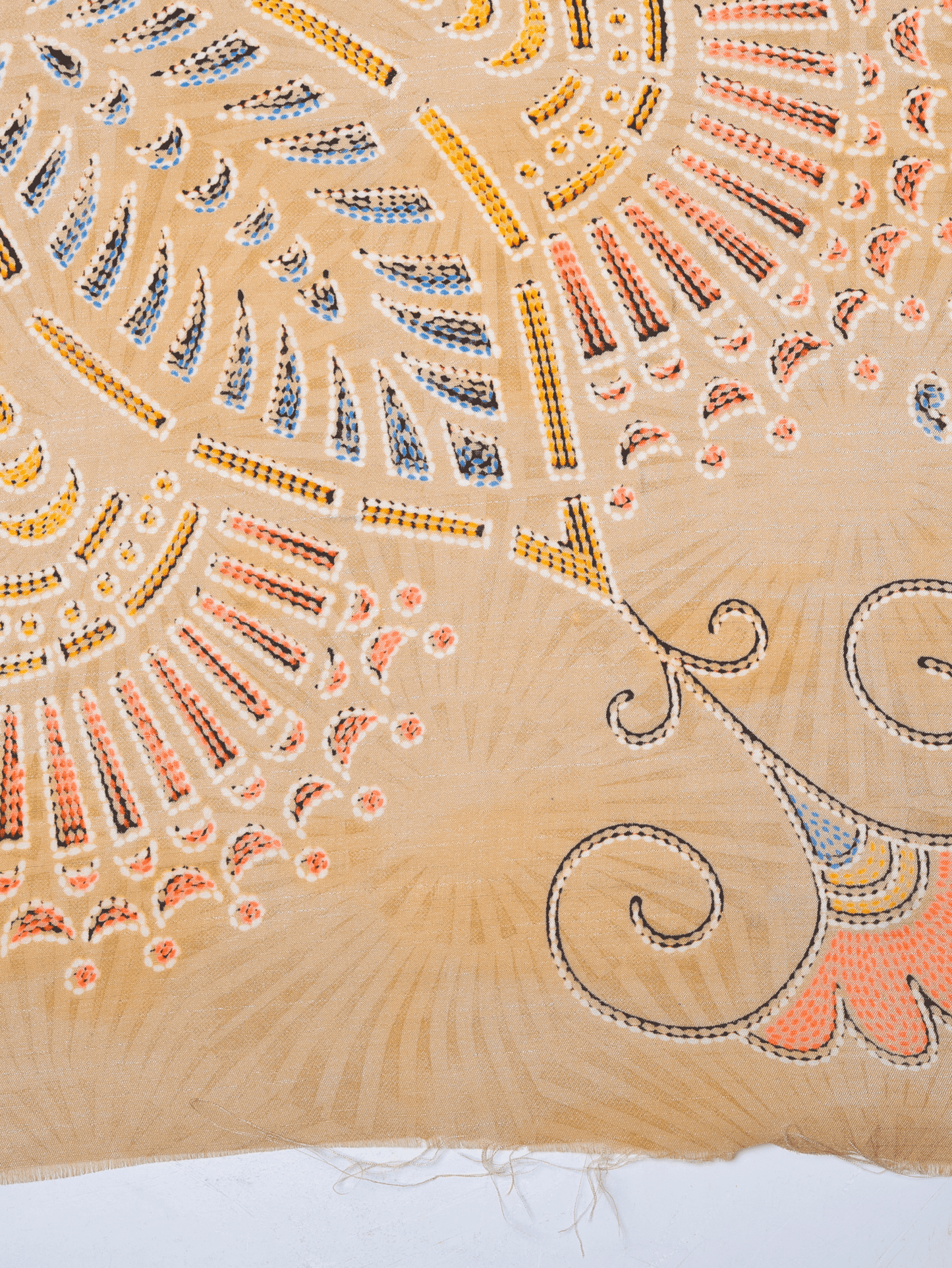 Chinon Chiffon Abstract Rust Orange Saree