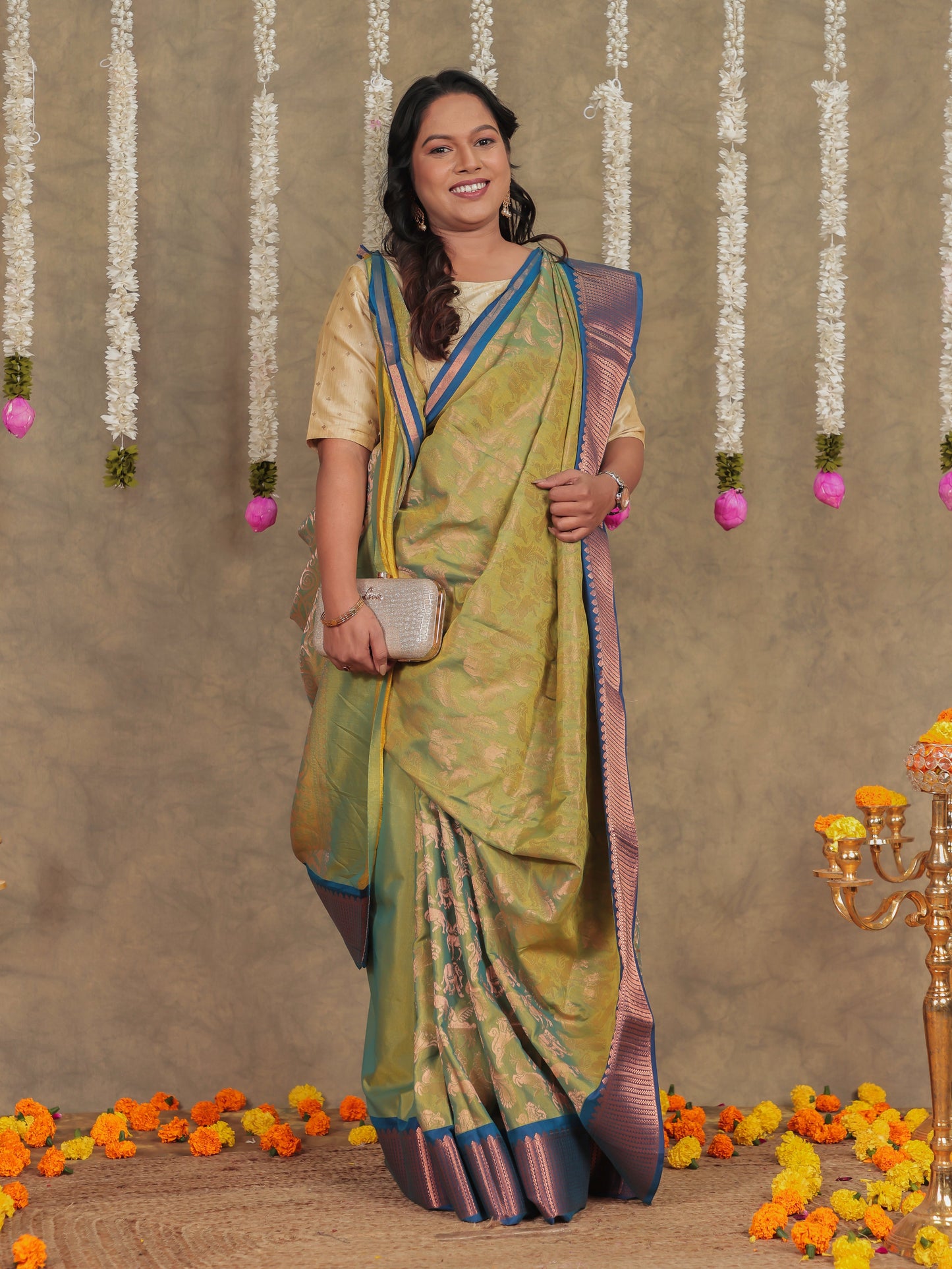 Brocade Green Saree