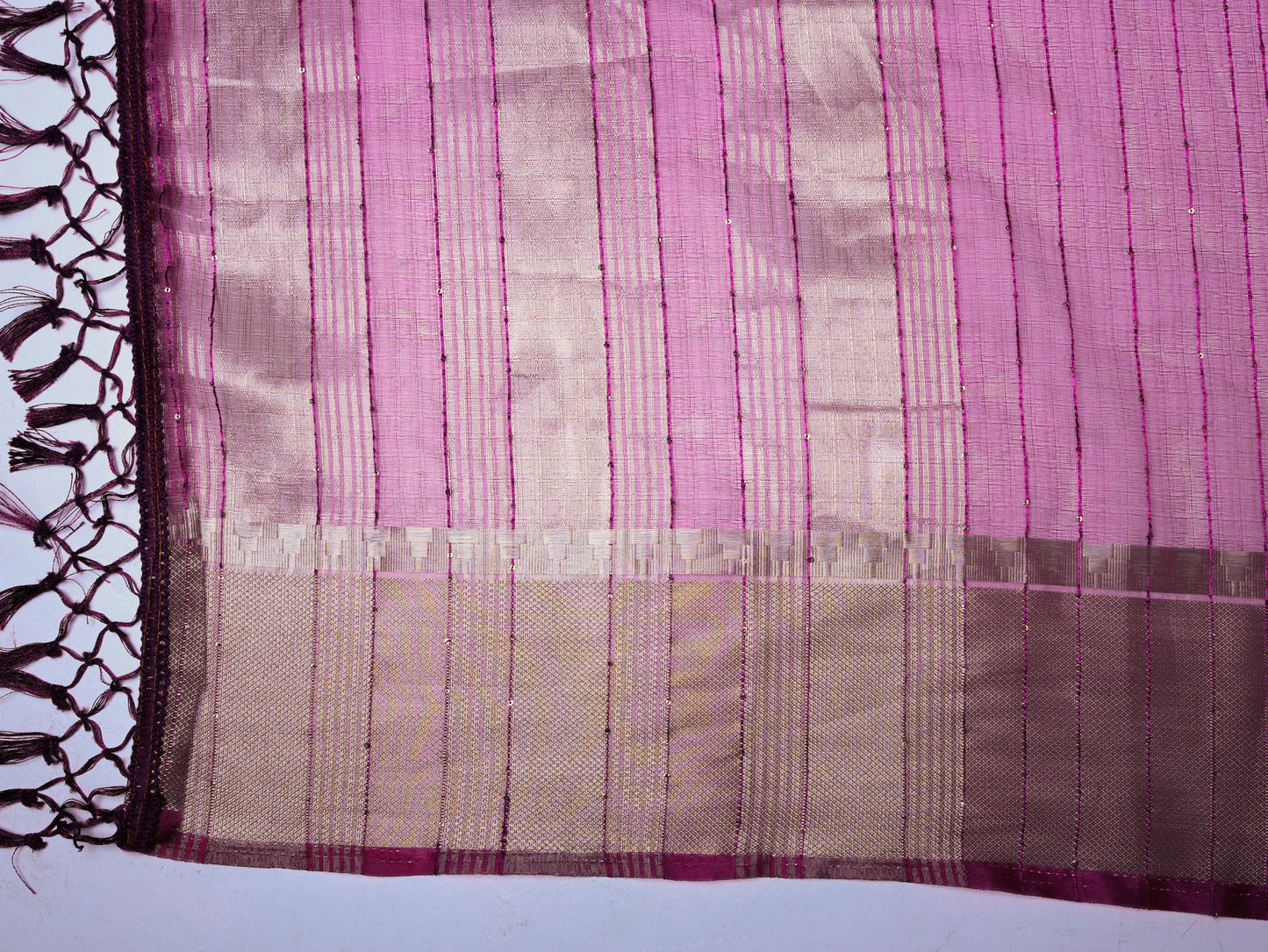 Embroidered Chanderi Purple Saree