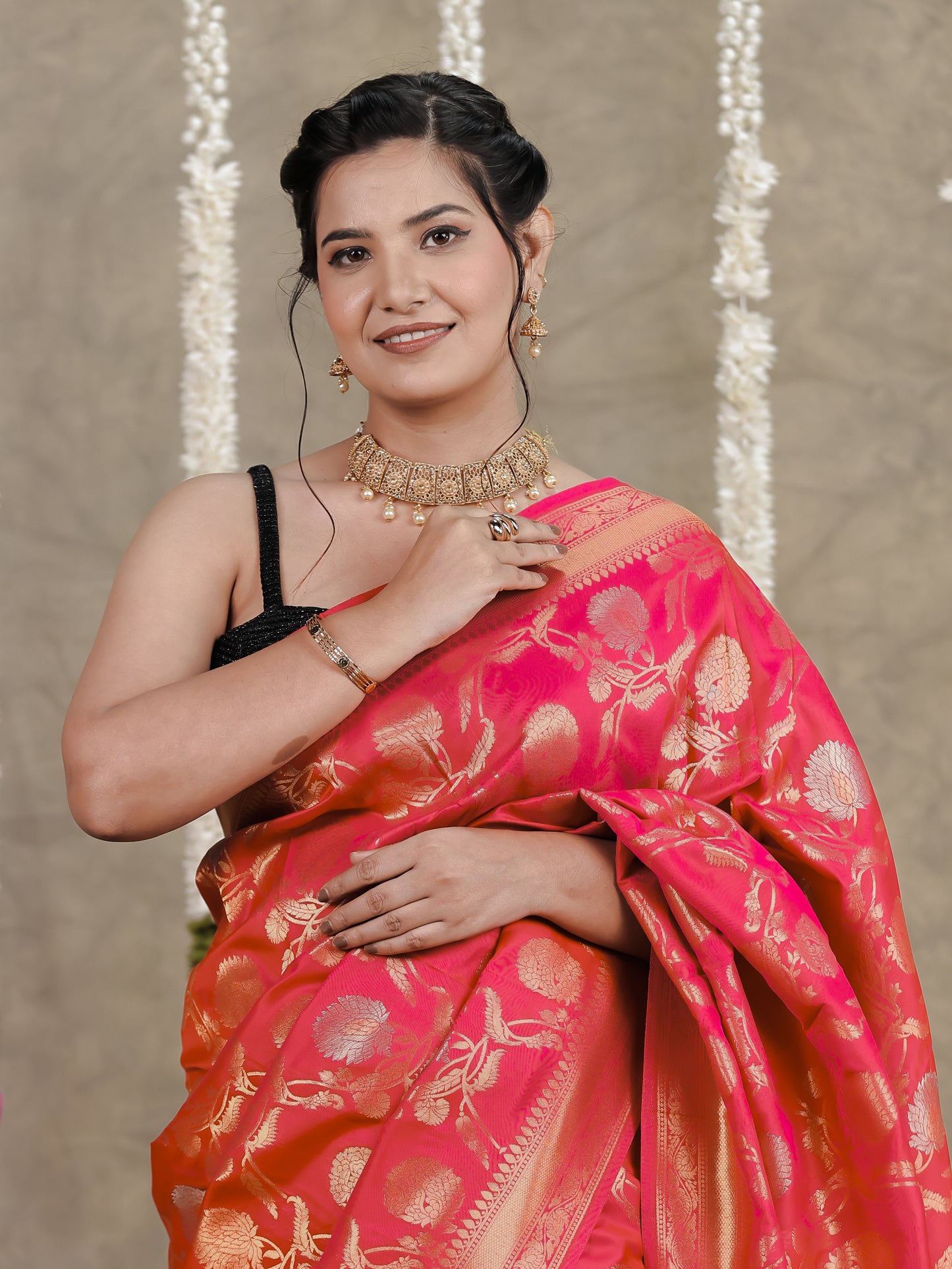 Brocade Fuchsia Saree