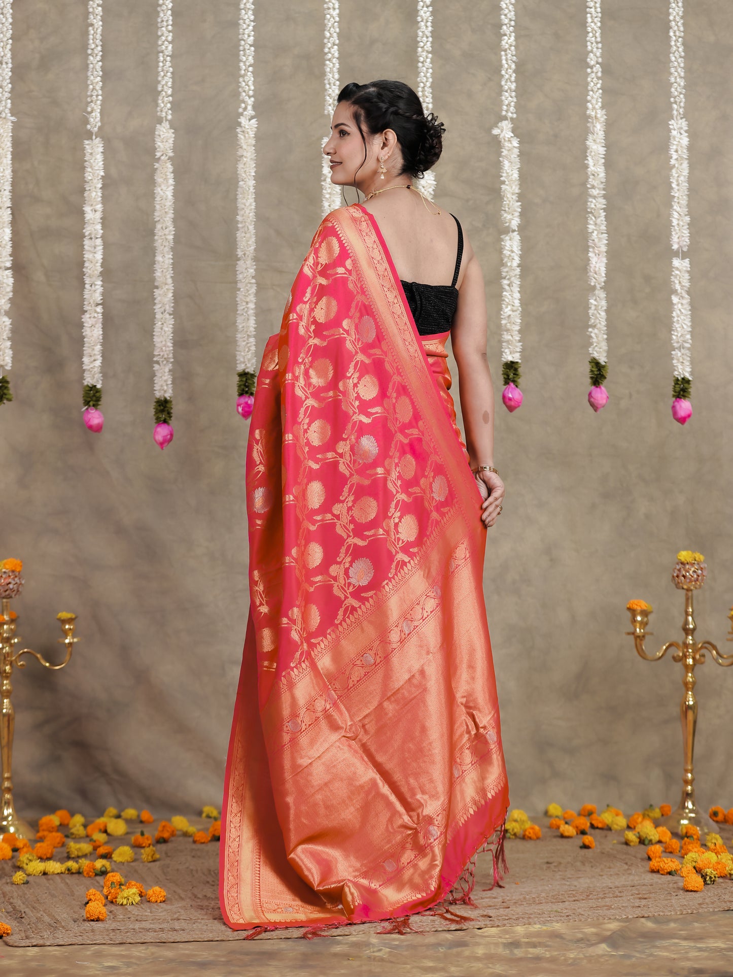 Brocade Fuchsia Saree