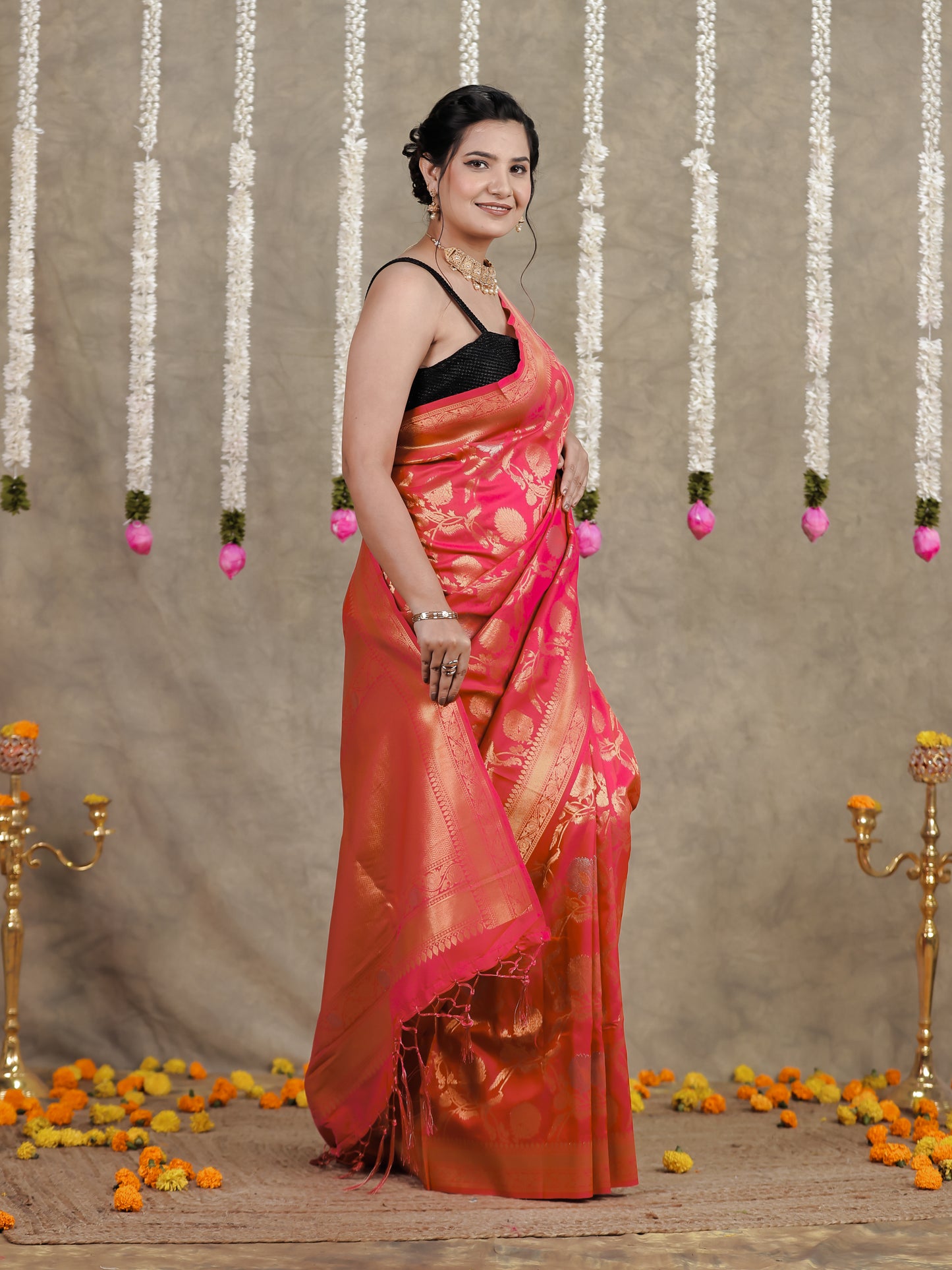 Brocade Fuchsia Saree