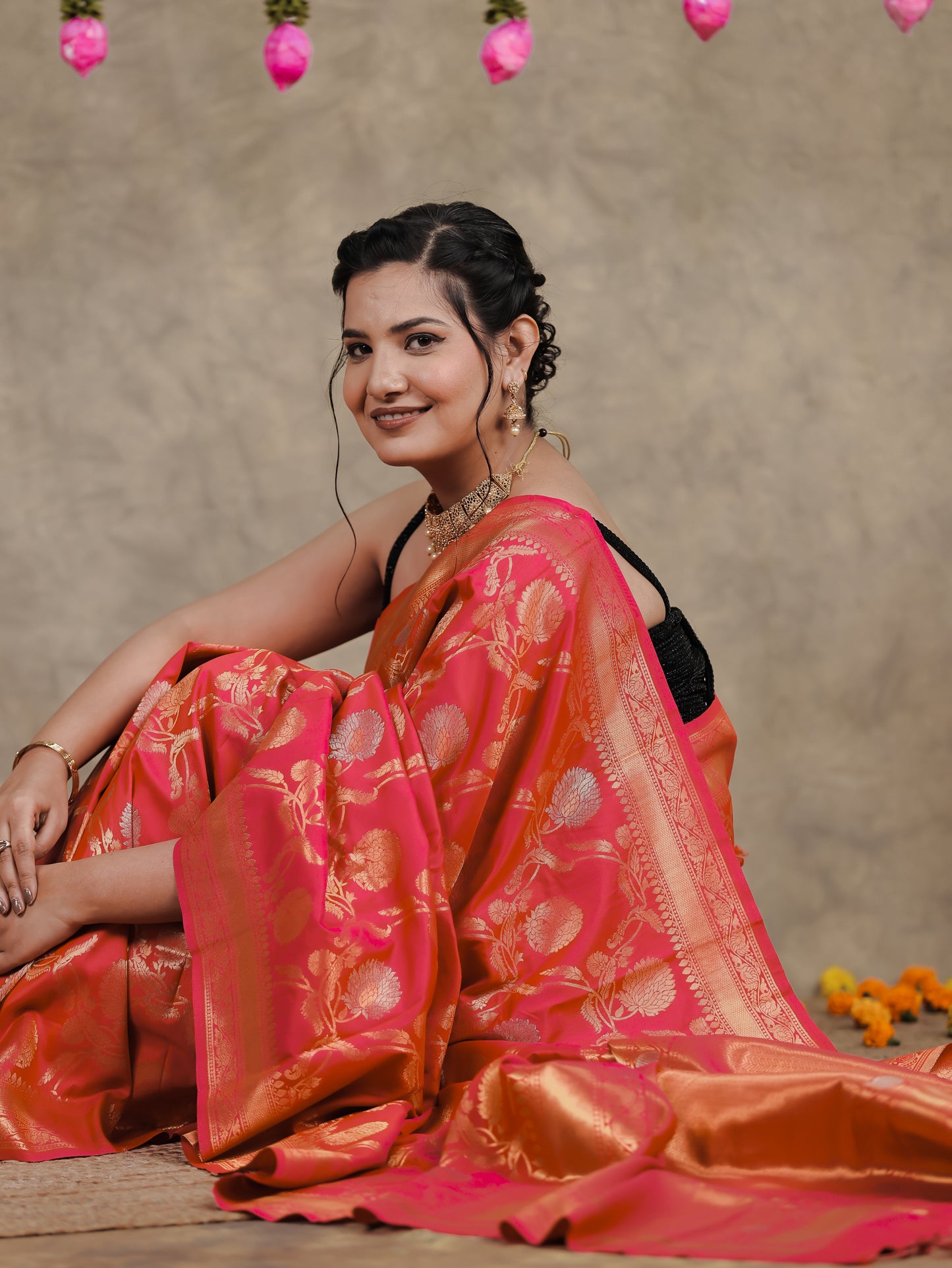 Brocade Fuchsia Saree