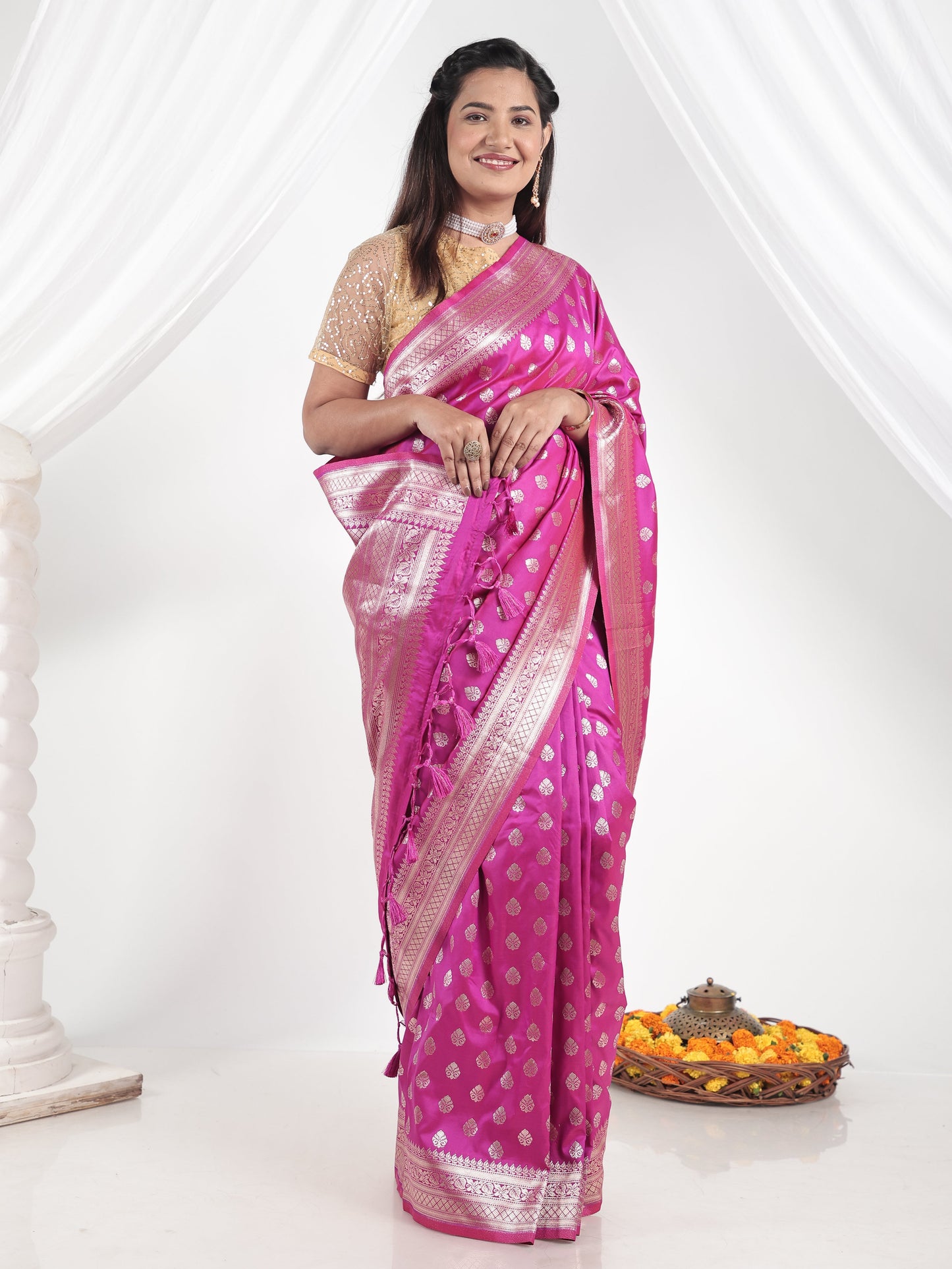 Brocade Royal Pink Saree